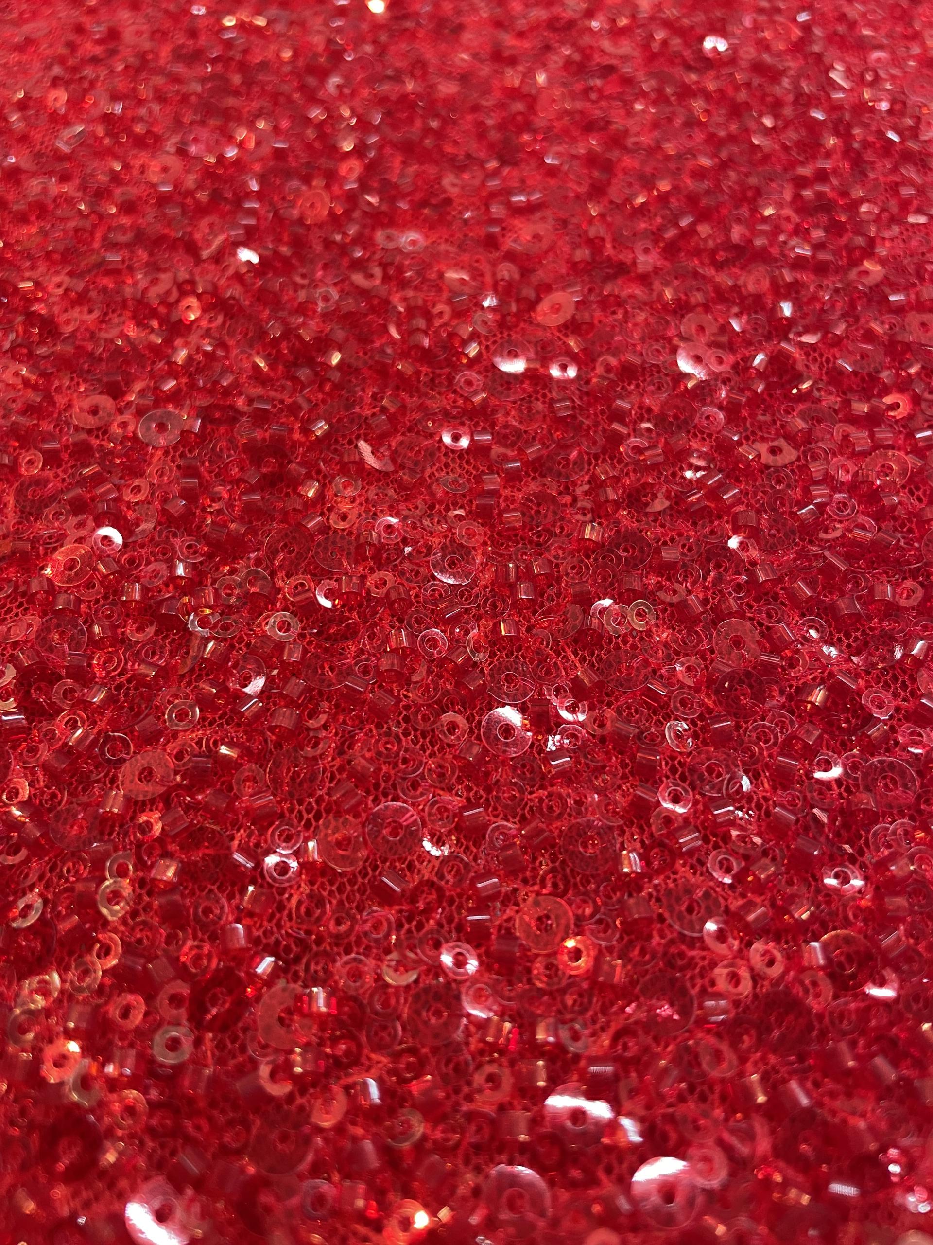 Beaded/Sequined Tulle in Red