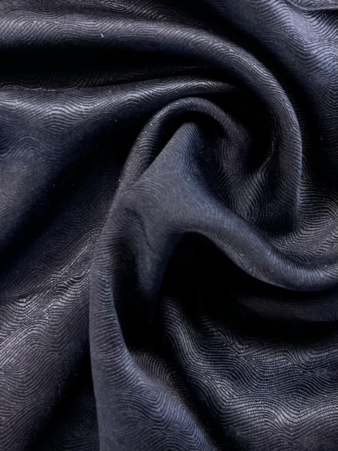 Made in Italy Pure Silk Wave Pattern Jacquard in Indigo