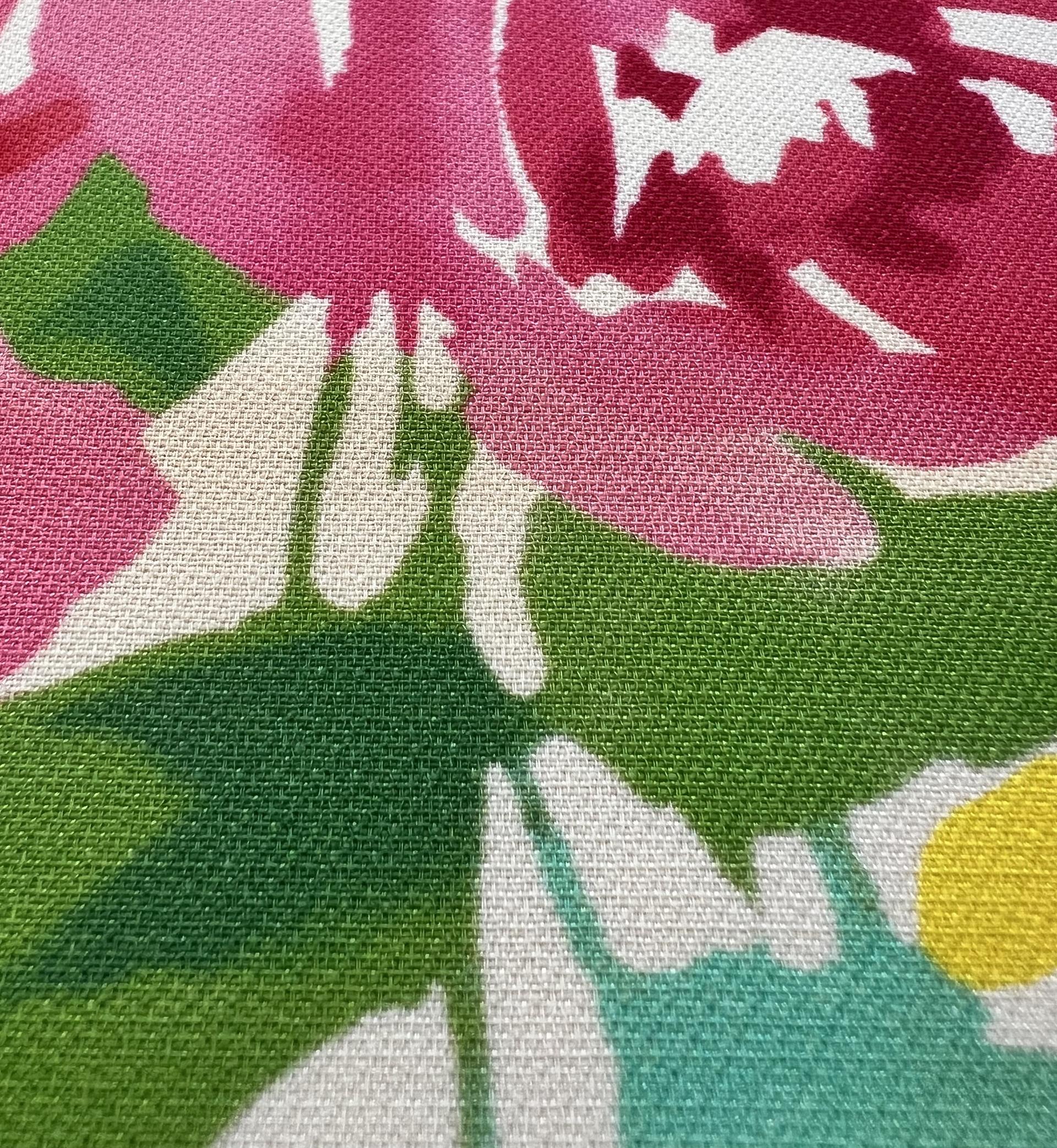 Printed Silk and Wool Crepe with Floral Pattern Watermelon 