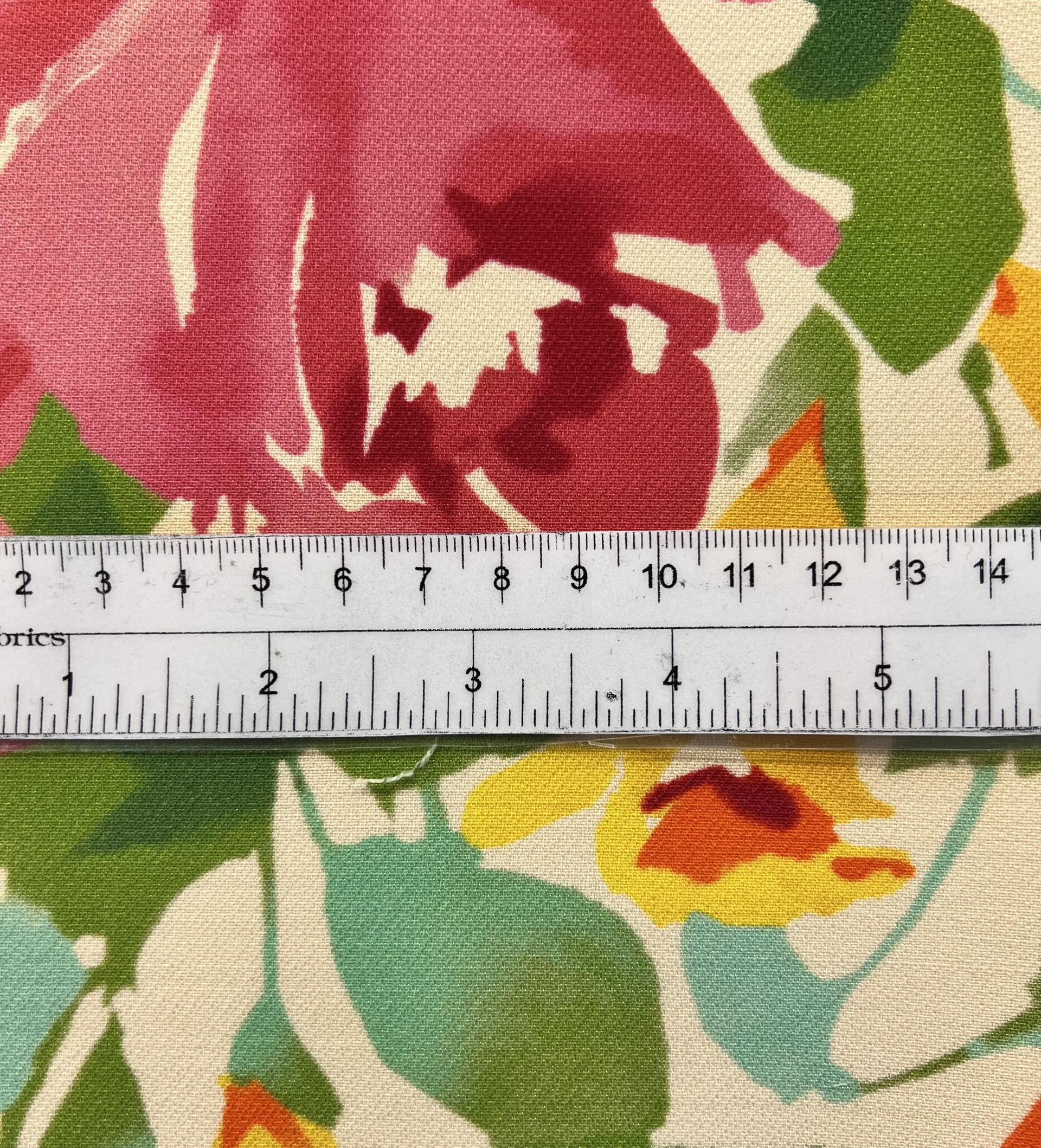 Printed Silk and Wool Crepe with Floral Pattern Watermelon 