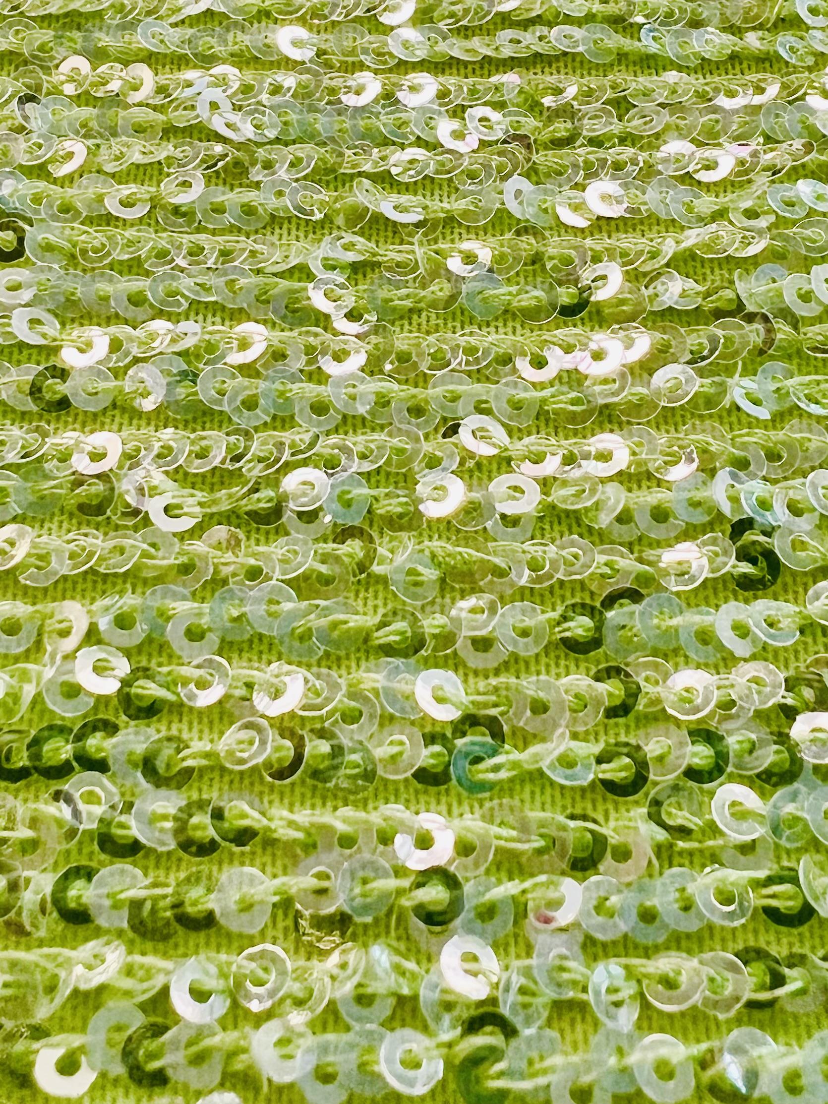 Mini Sequins on Stretch Tulle in Light Green