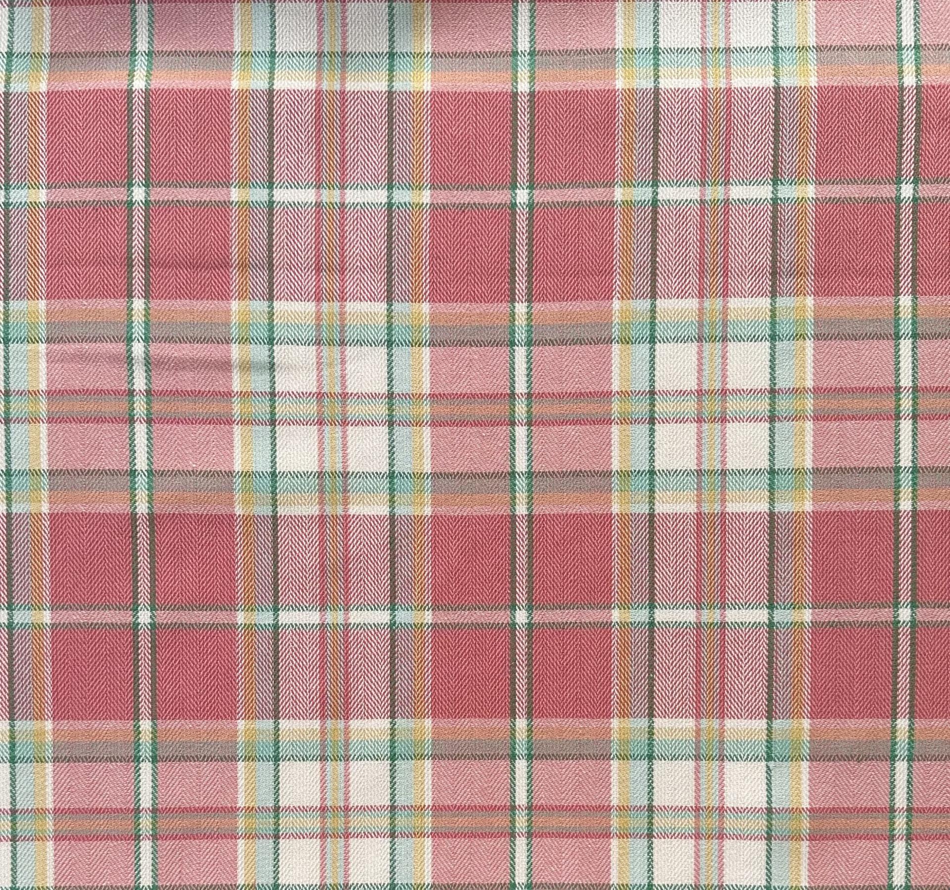 Upholstery Cotton Dobby Plaid in Coral Pink