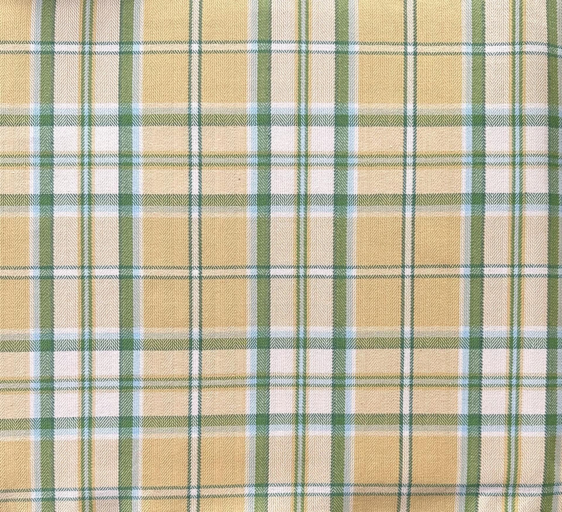 Upholstery Cotton Dobby Plaid in Daffodil Yellow