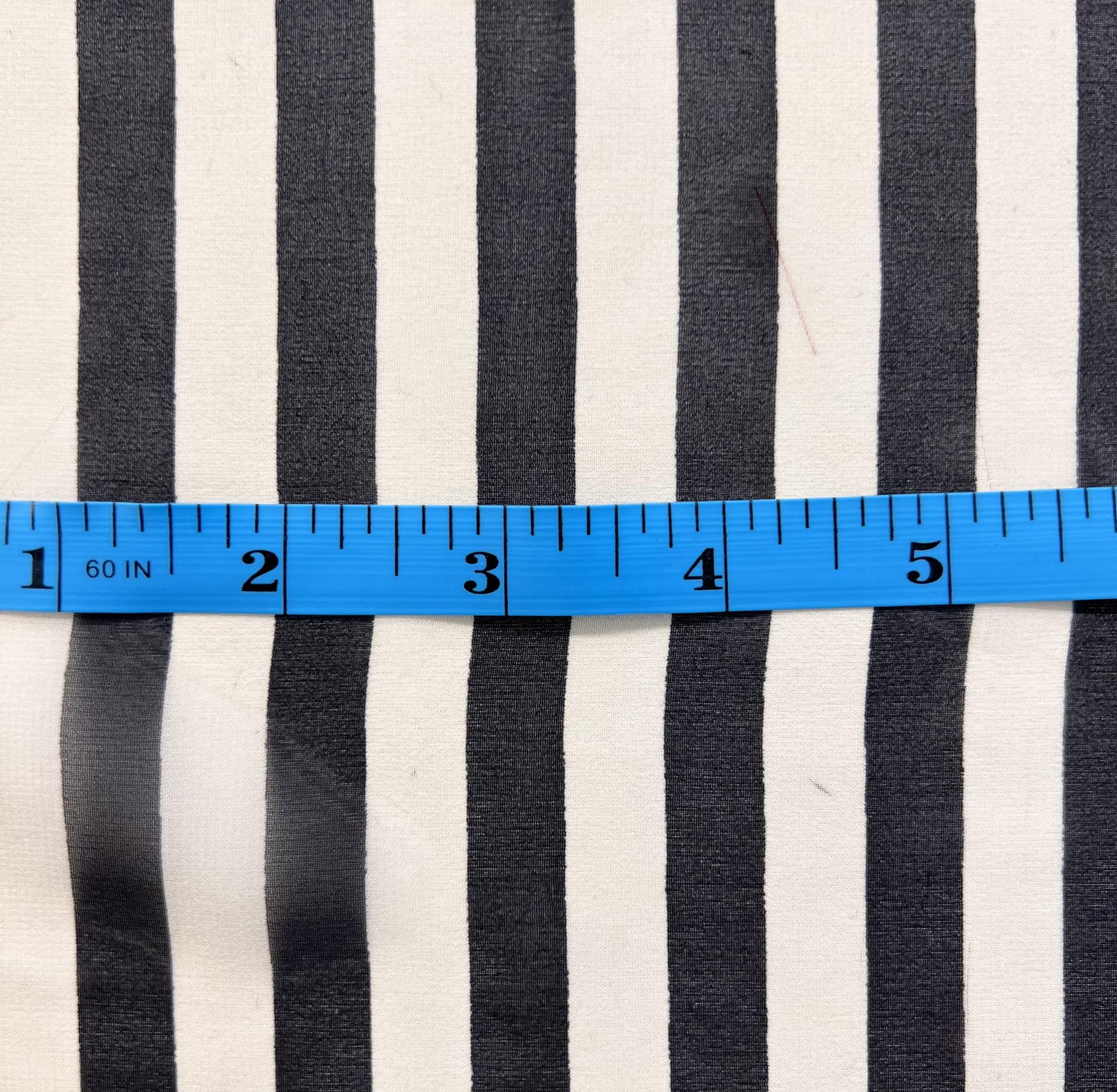 Printed Silk Chiffon Black & Cream Stripes 1/2 inch Stripe