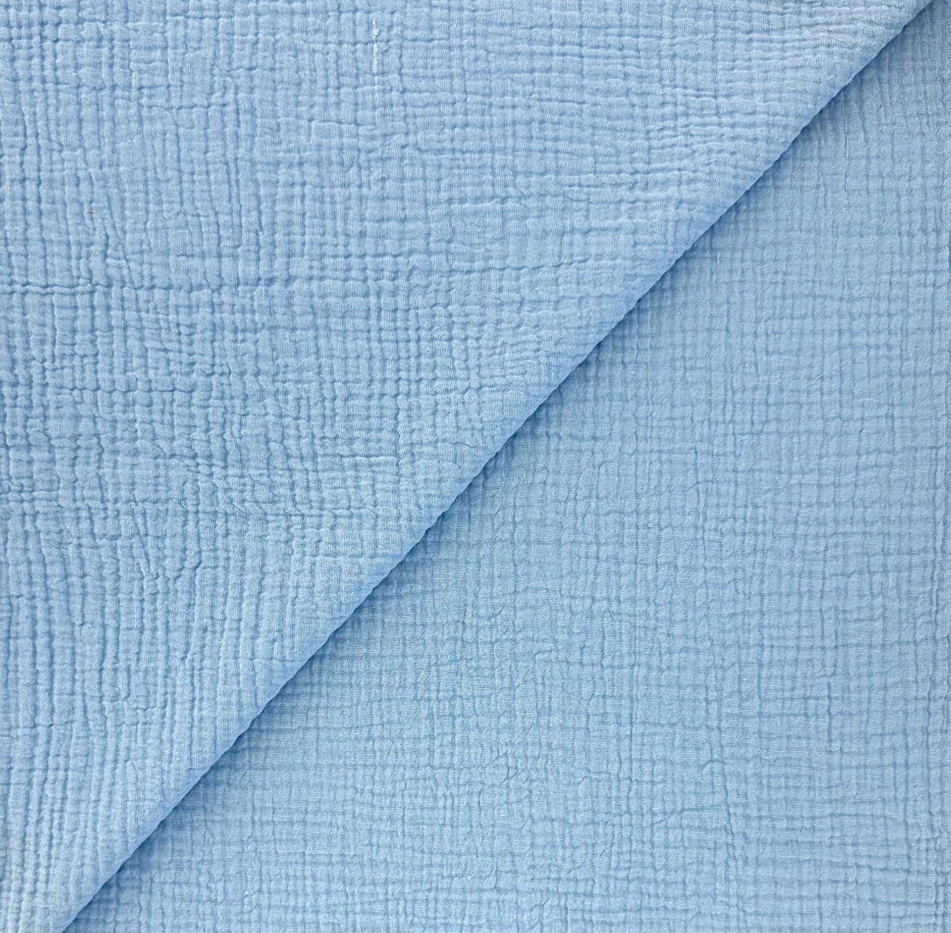 Organic Crinkle Cotton Double Gauze in Azure