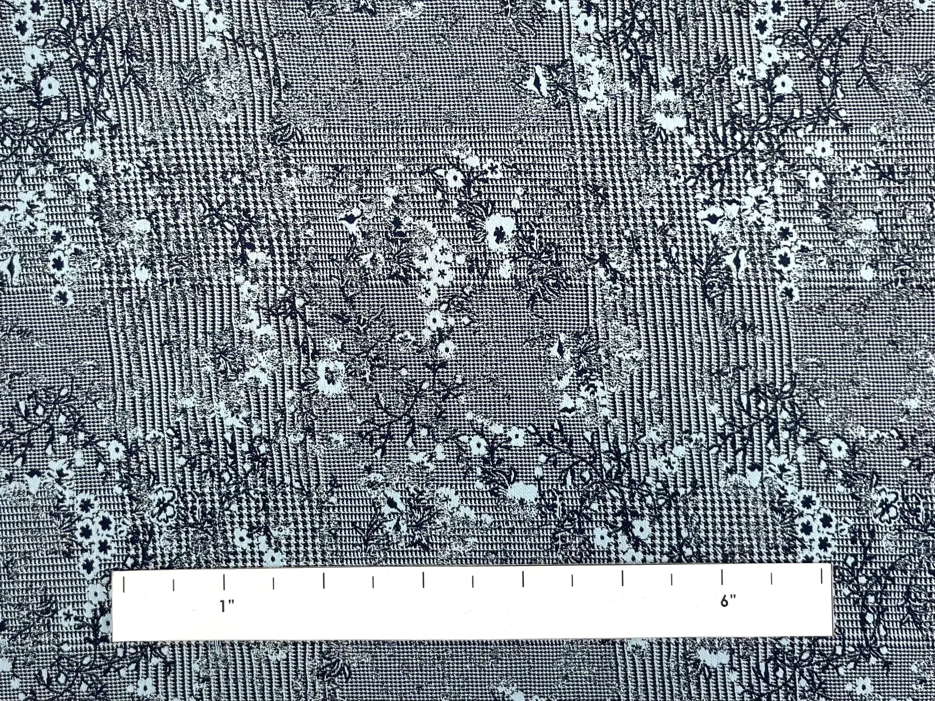 Stretch Cotton Brocade Small Floral Over Glen Plaid 