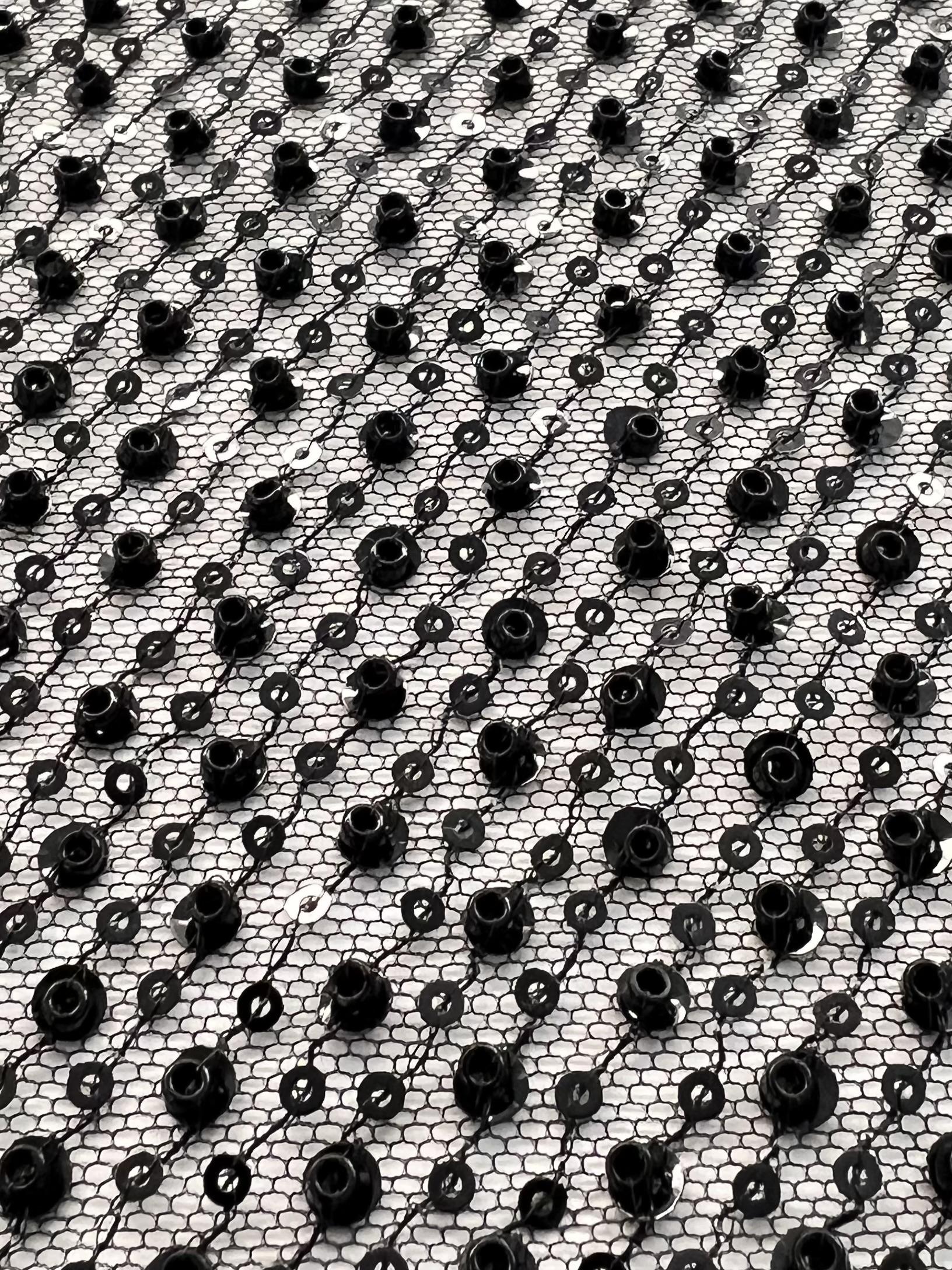 Sequin/Crystal Twill on Tulle Black/Black