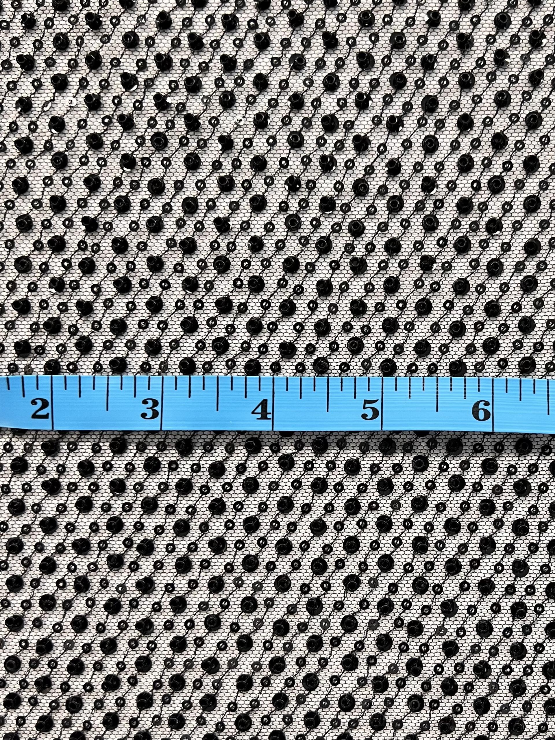 Sequin/Crystal Twill on Tulle Black/Black