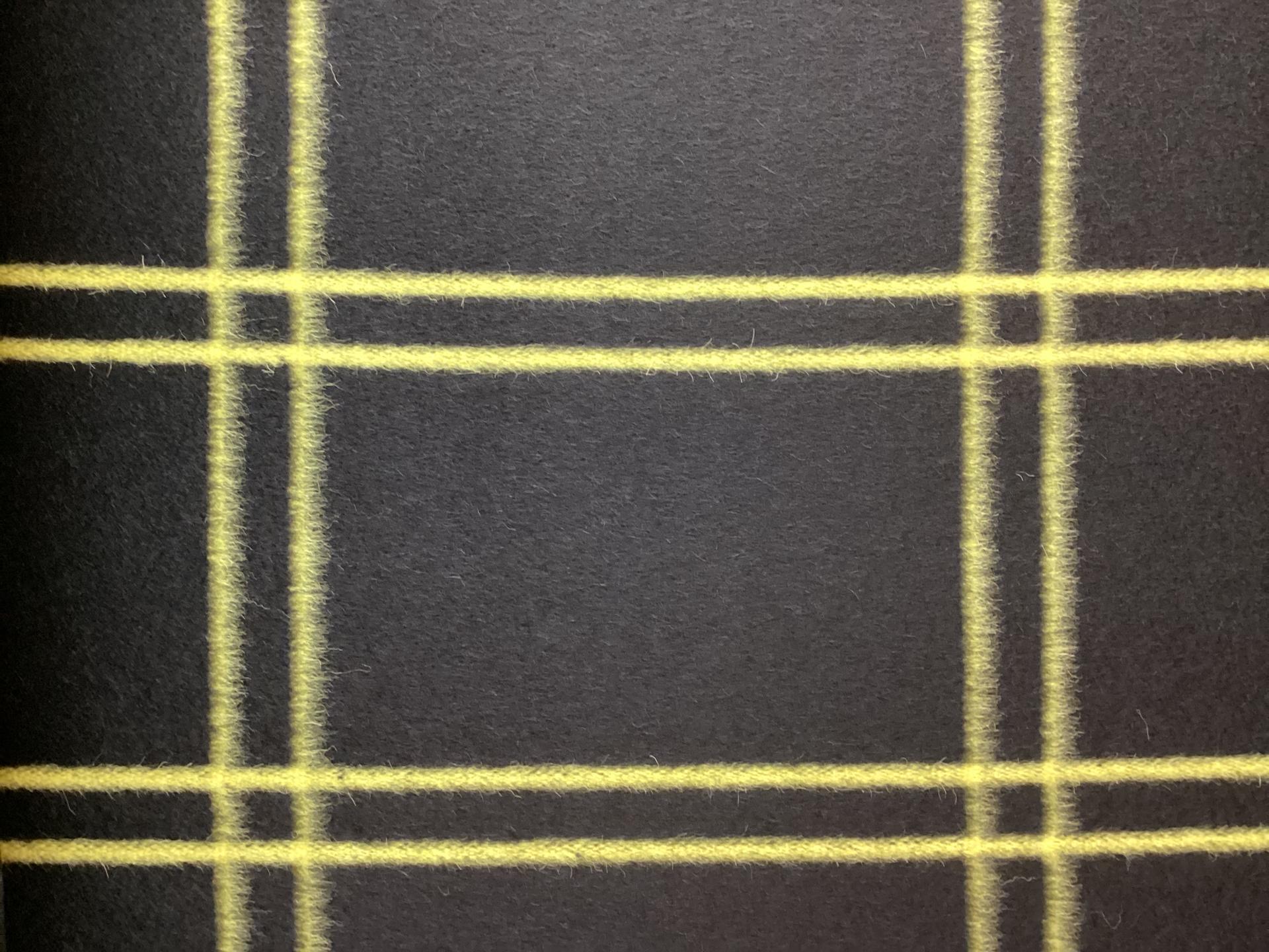 Italian Alpaca Wool Coating Window Pane In Black & Yellow Line