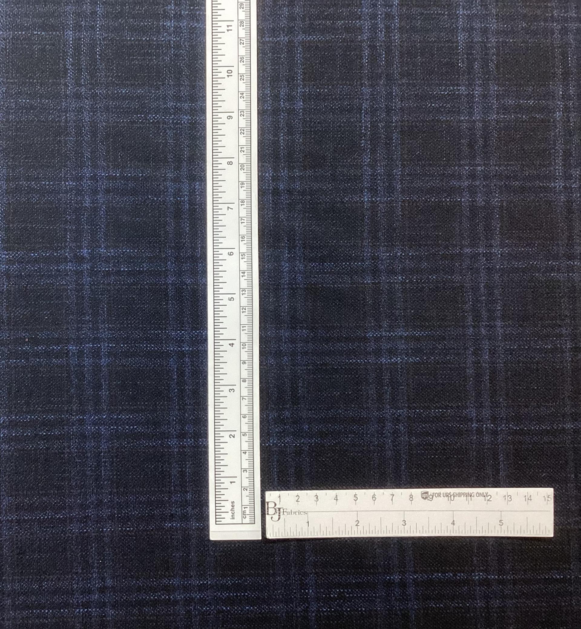 Made in Italy Wool/Mohair Plaid In Navy