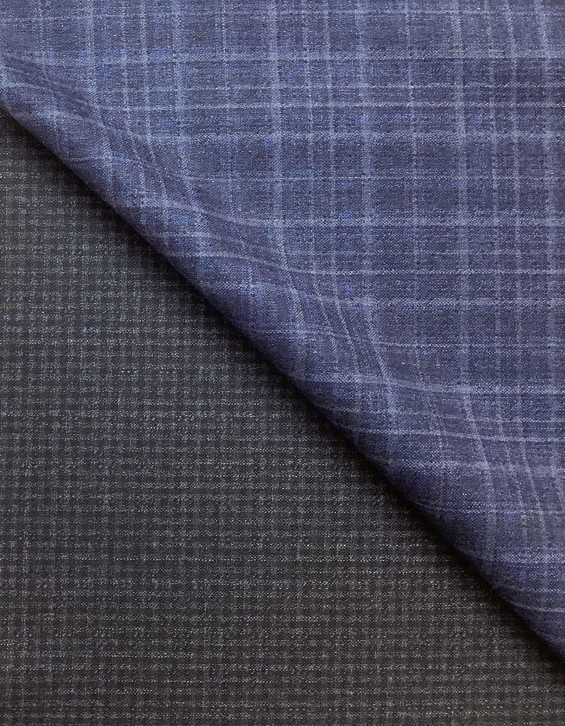 Made in Italy Vitale Barberis Double Faced 85% Wool 10% Silk 5% Linen Check