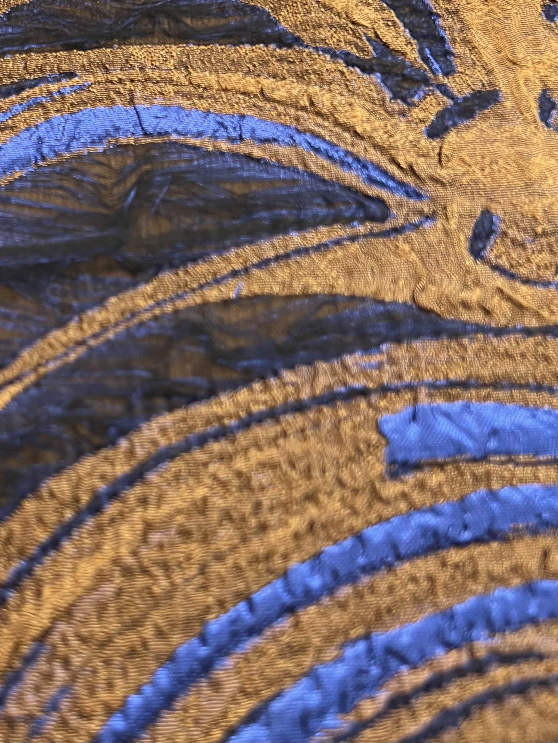 Lurex Cloqué in Blue/Brown Swirl 