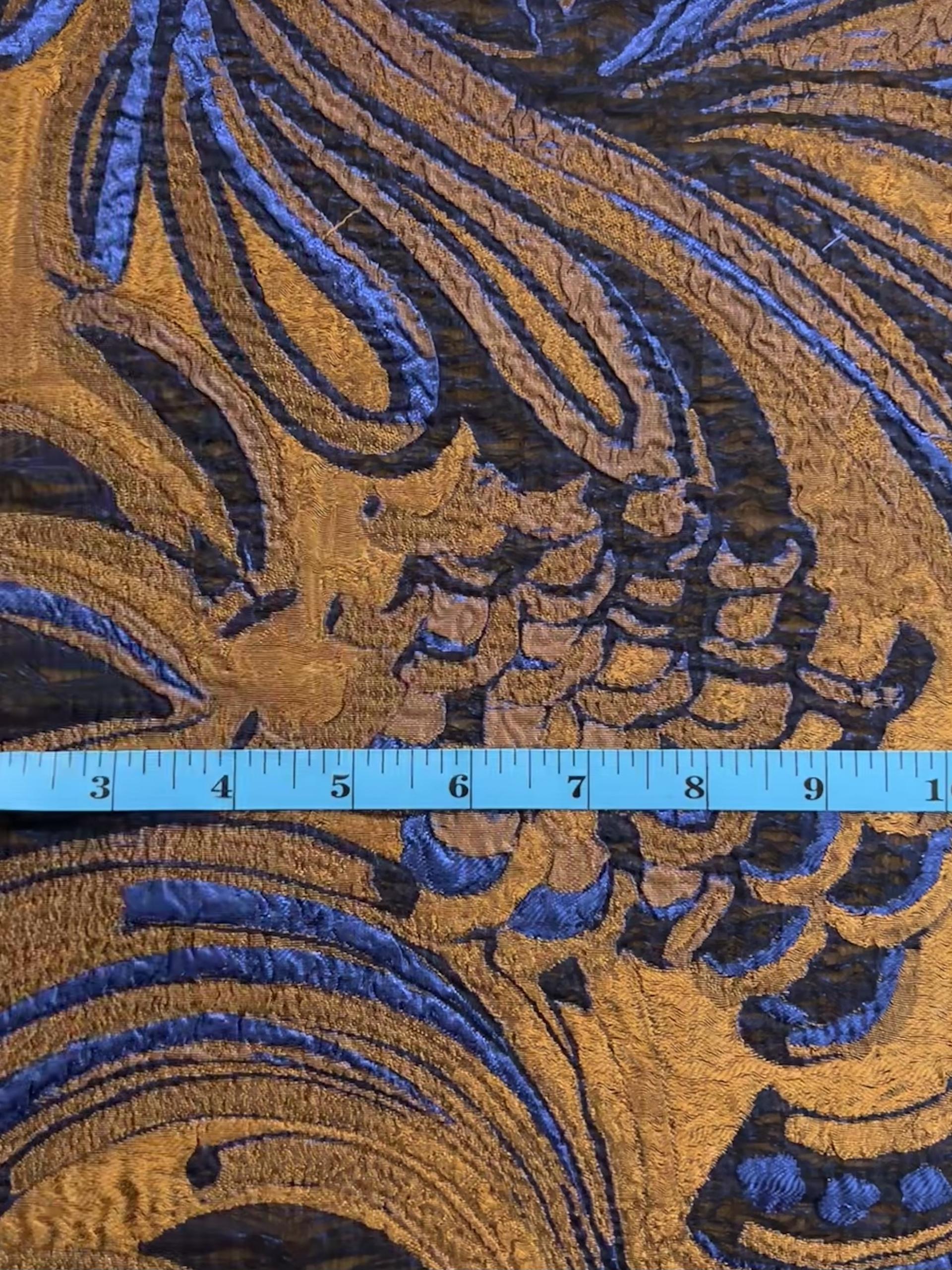 Lurex Cloqué in Blue/Brown Swirl 