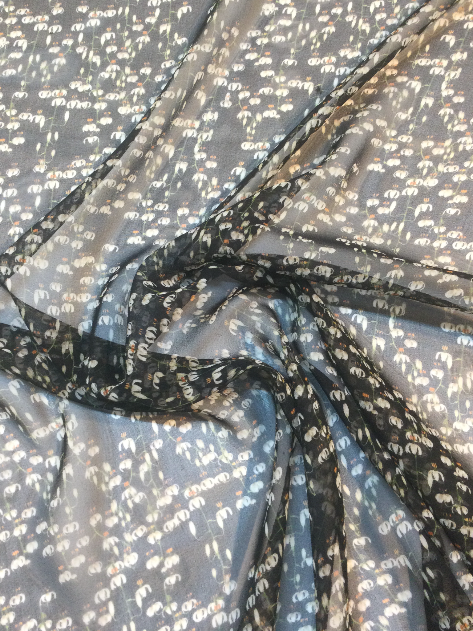 Printed 100% Silk Chiffon in Mini Floral