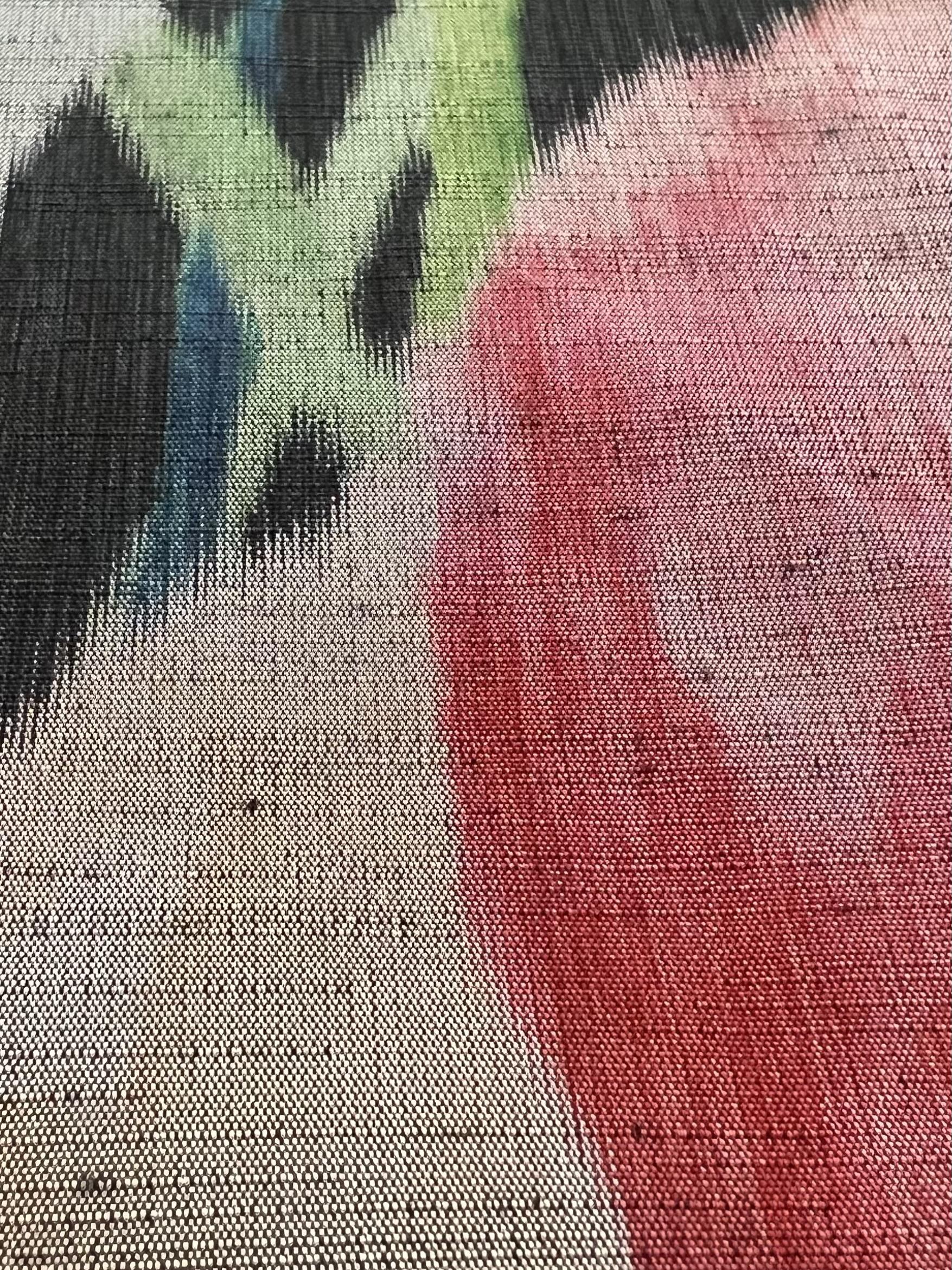 Textured Polyester Taffeta Oversized Floral Warp Print on Charcoal Ground