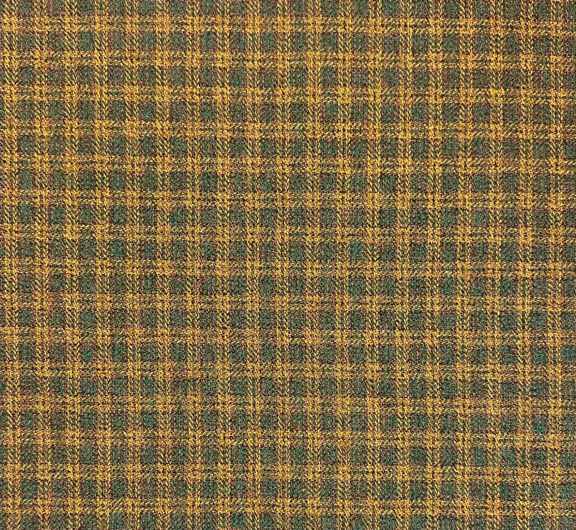 Japanese Cotton Tweed Plaid in Green Mustard