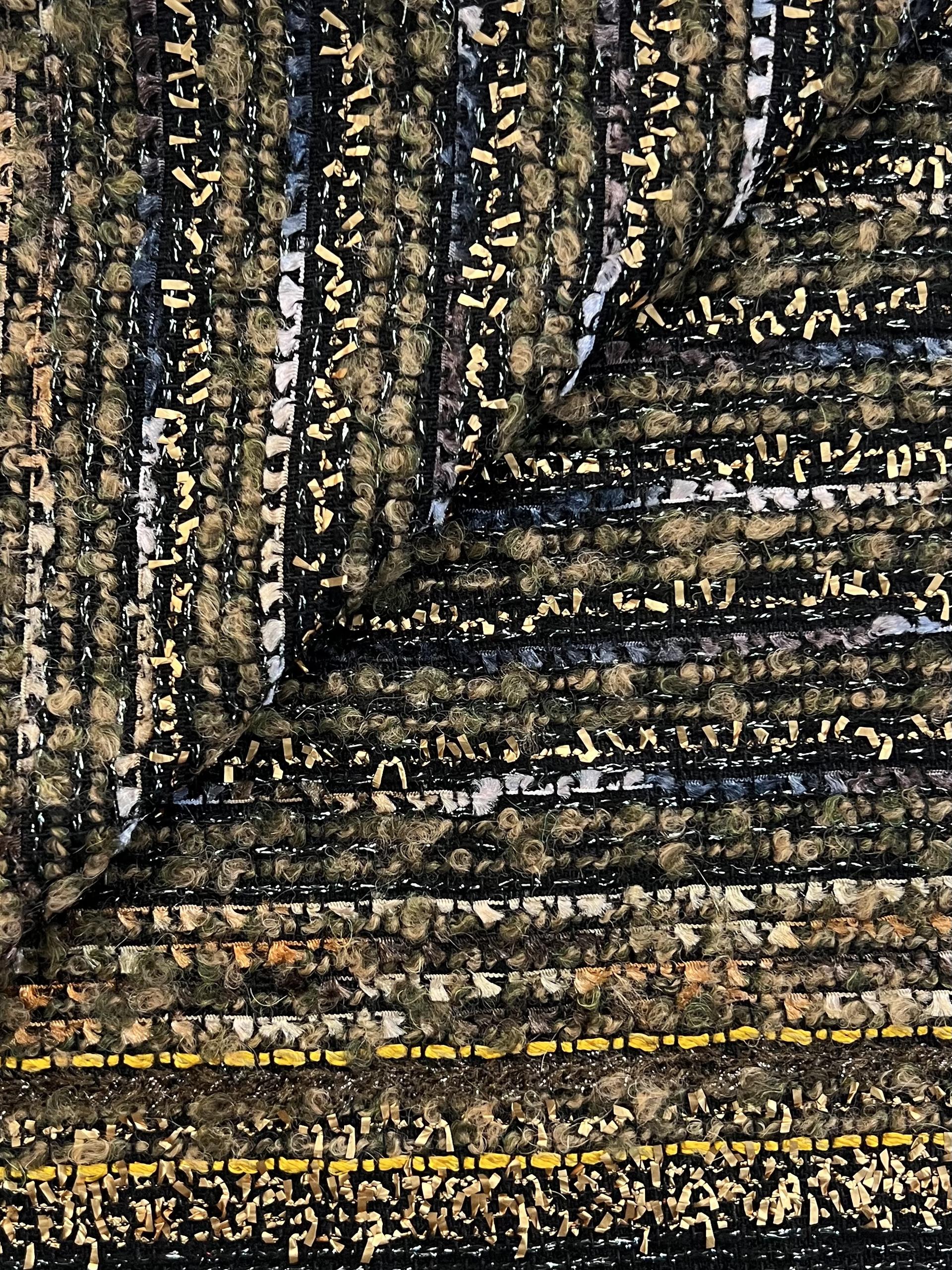 Wool & Gold Nylon Raffia Tweed