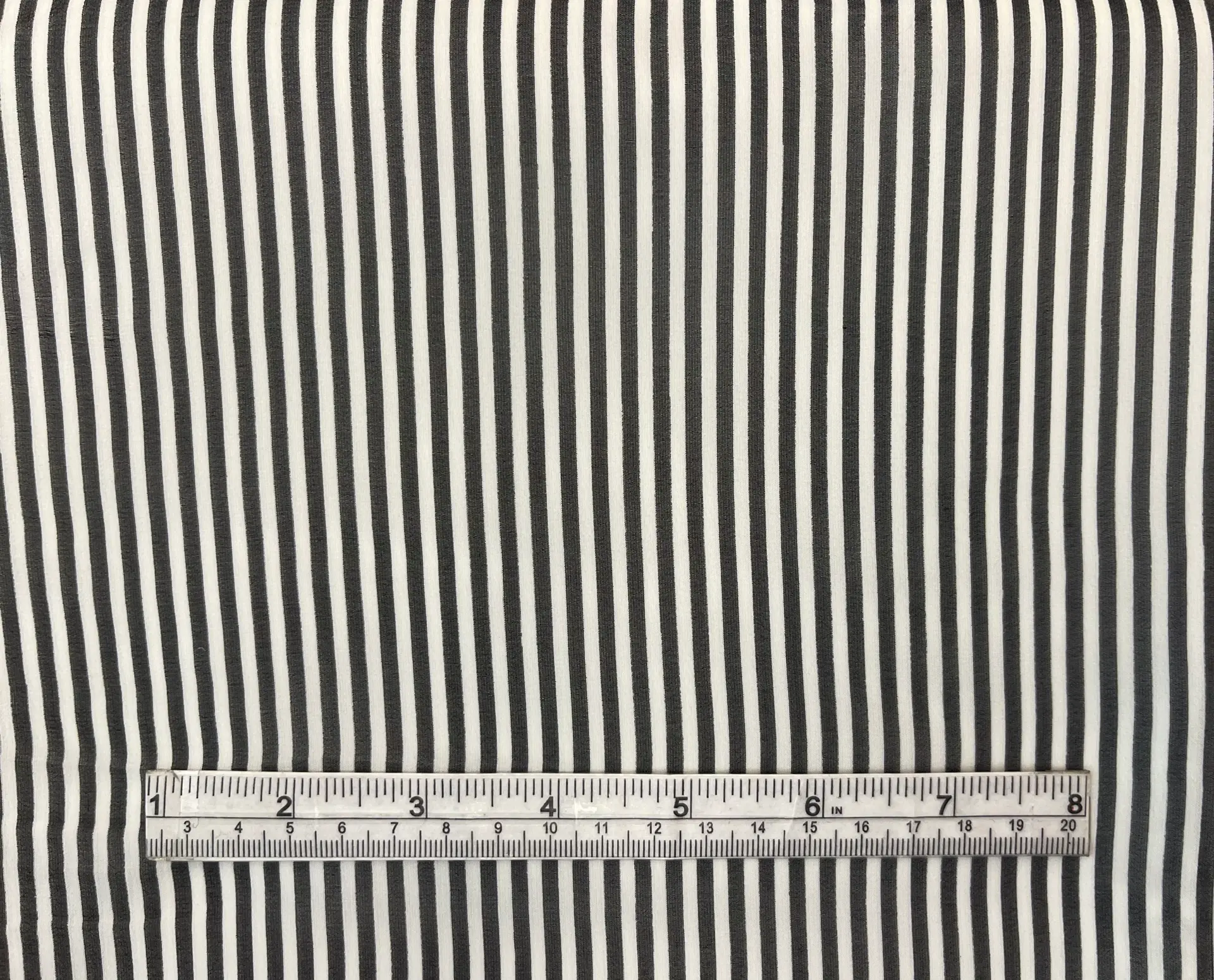 100% Silk Chiffon 1/4" Stripes in Black and White Fabric in Warehouse