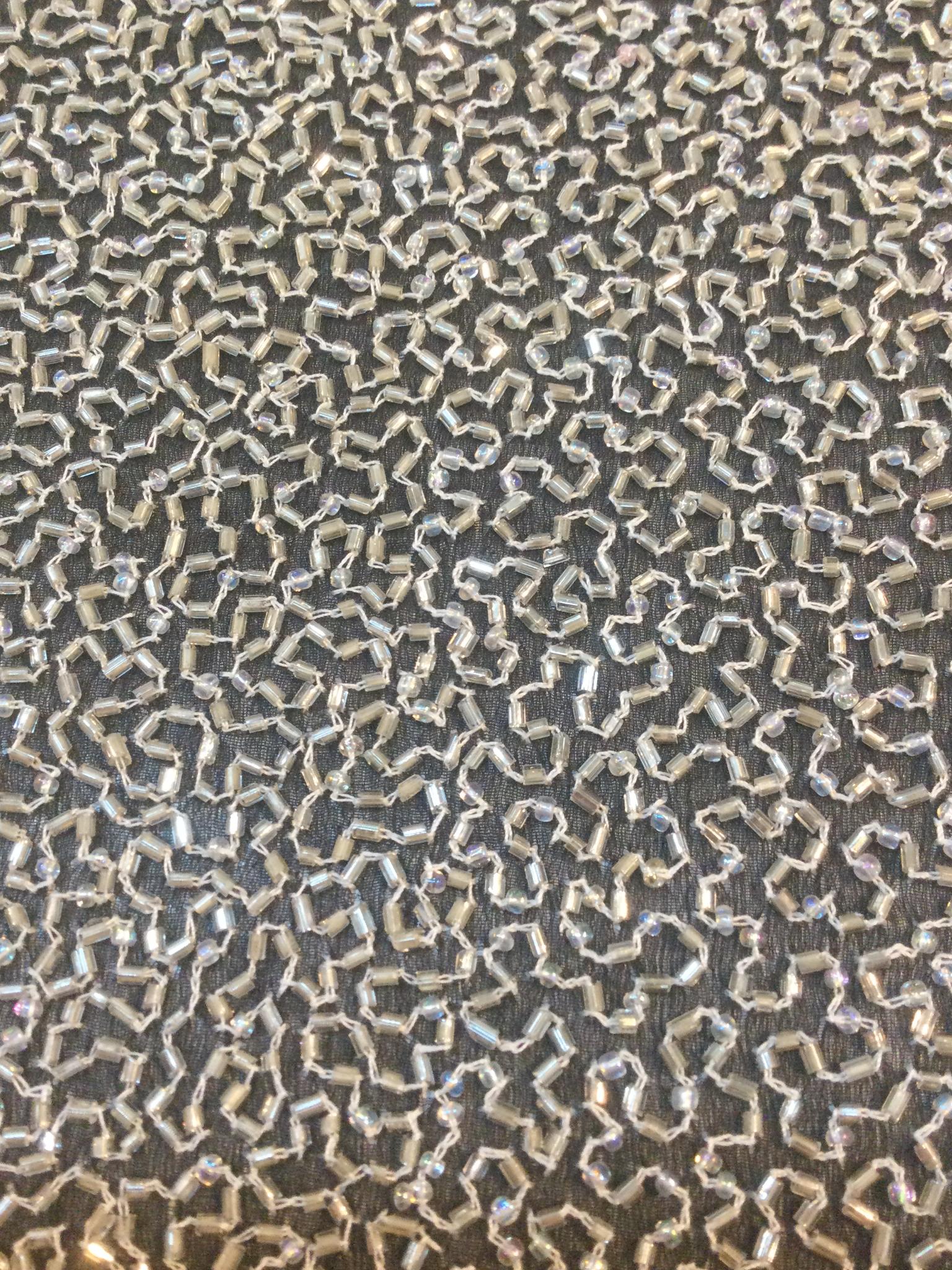 Beaded Chiffon in Black/Silver