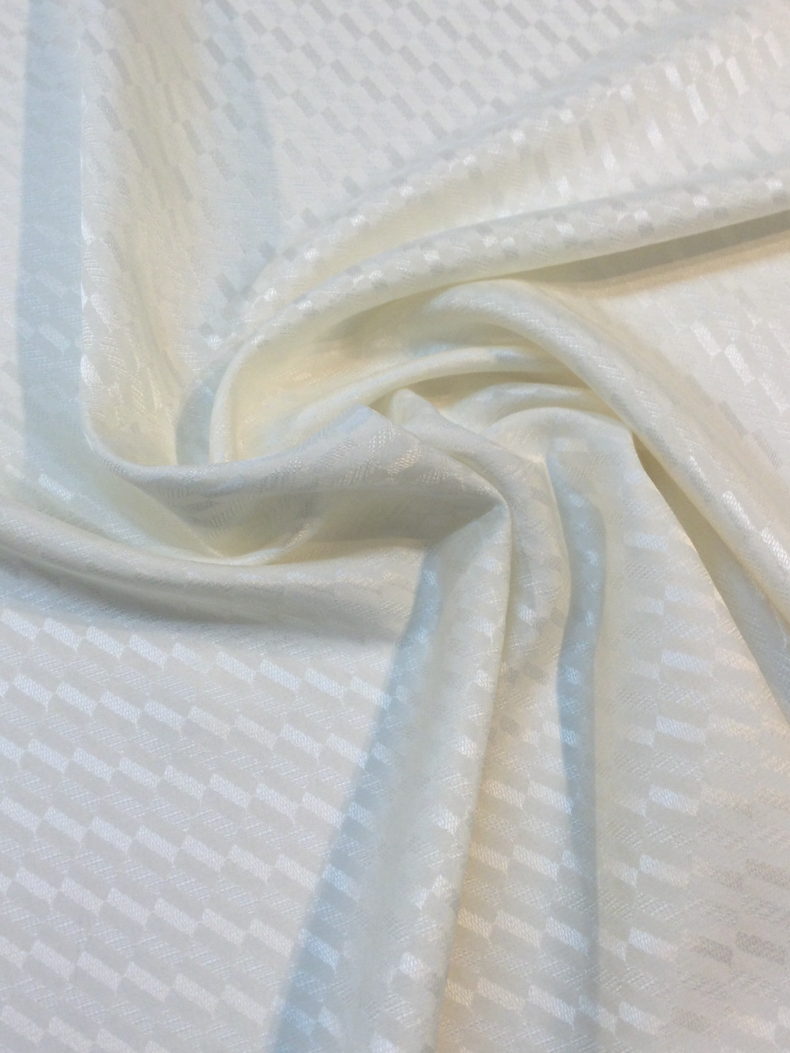 Made in Italy 100% Silk 3D Geometric Jacquard in Off-White