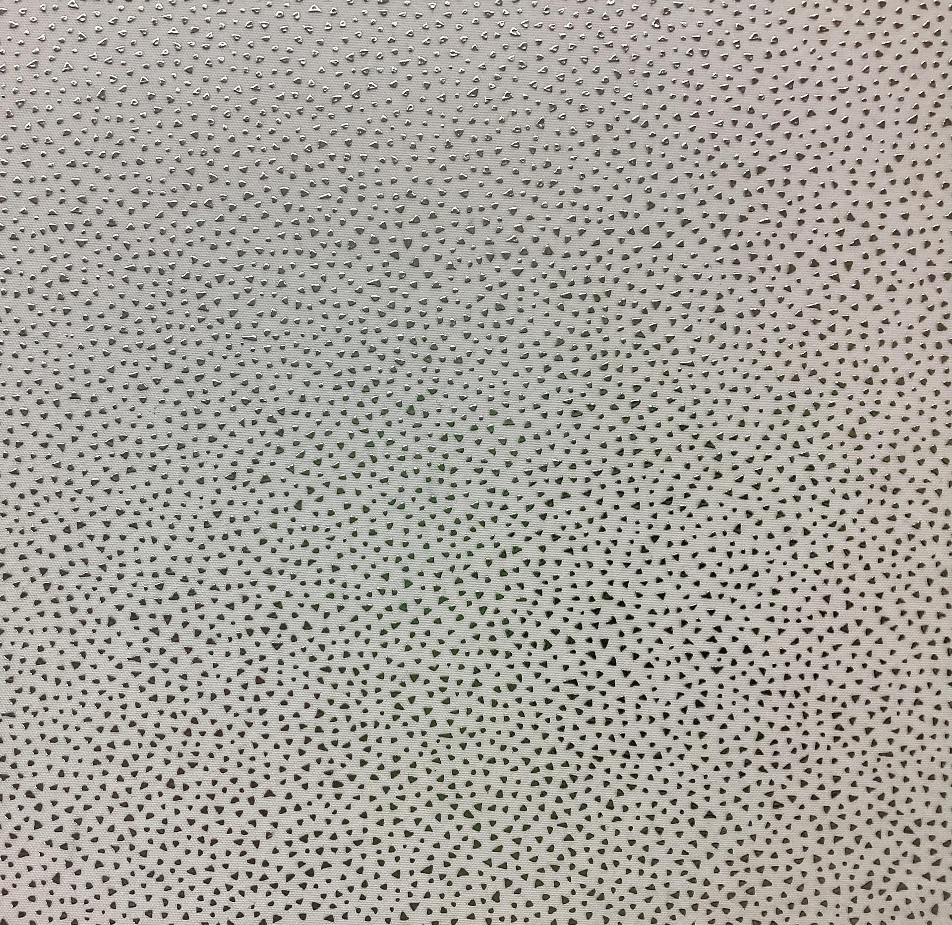 Metallic Sliver Dots On White Polyester Jersey