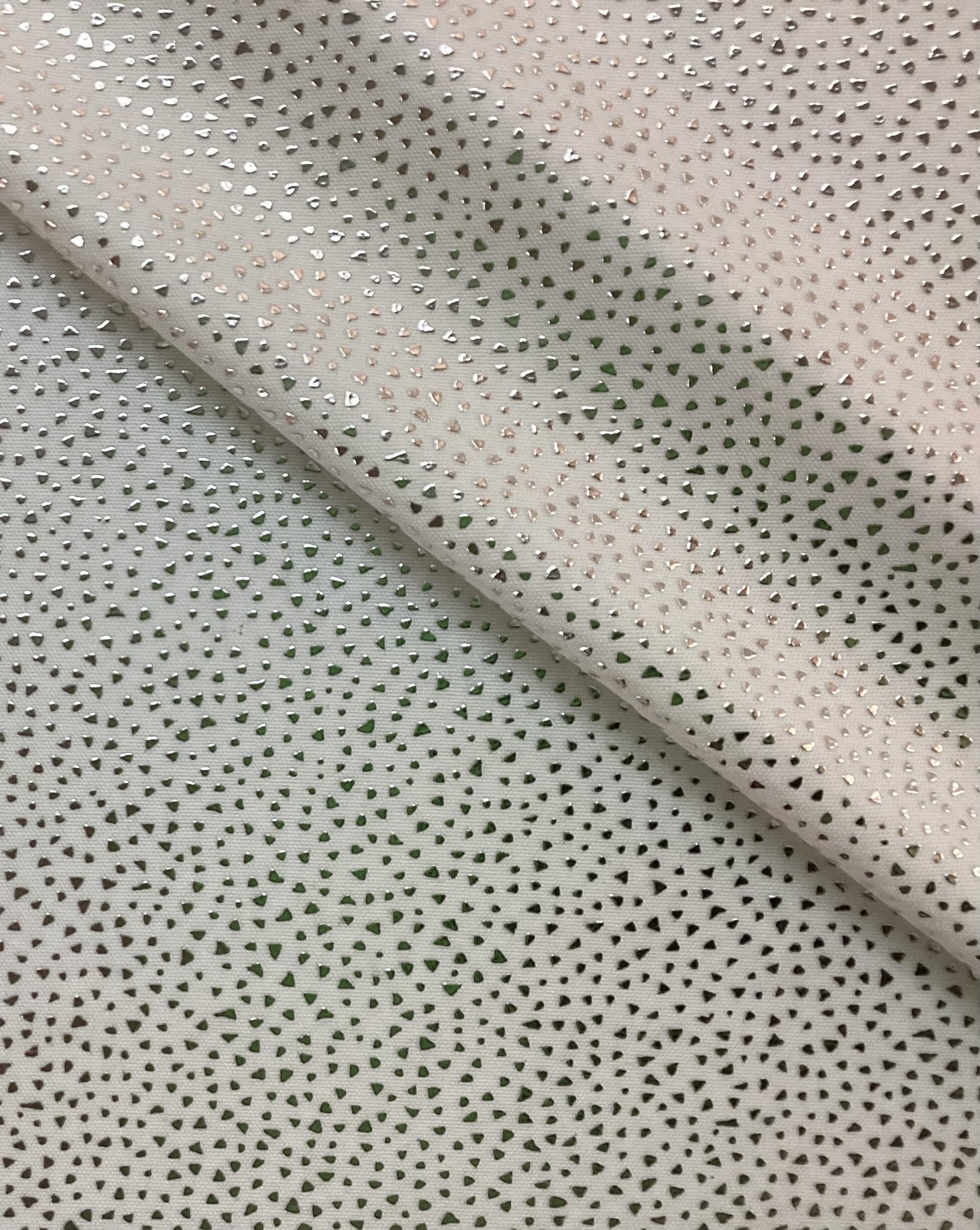 Metallic Sliver Dots On White Polyester Jersey