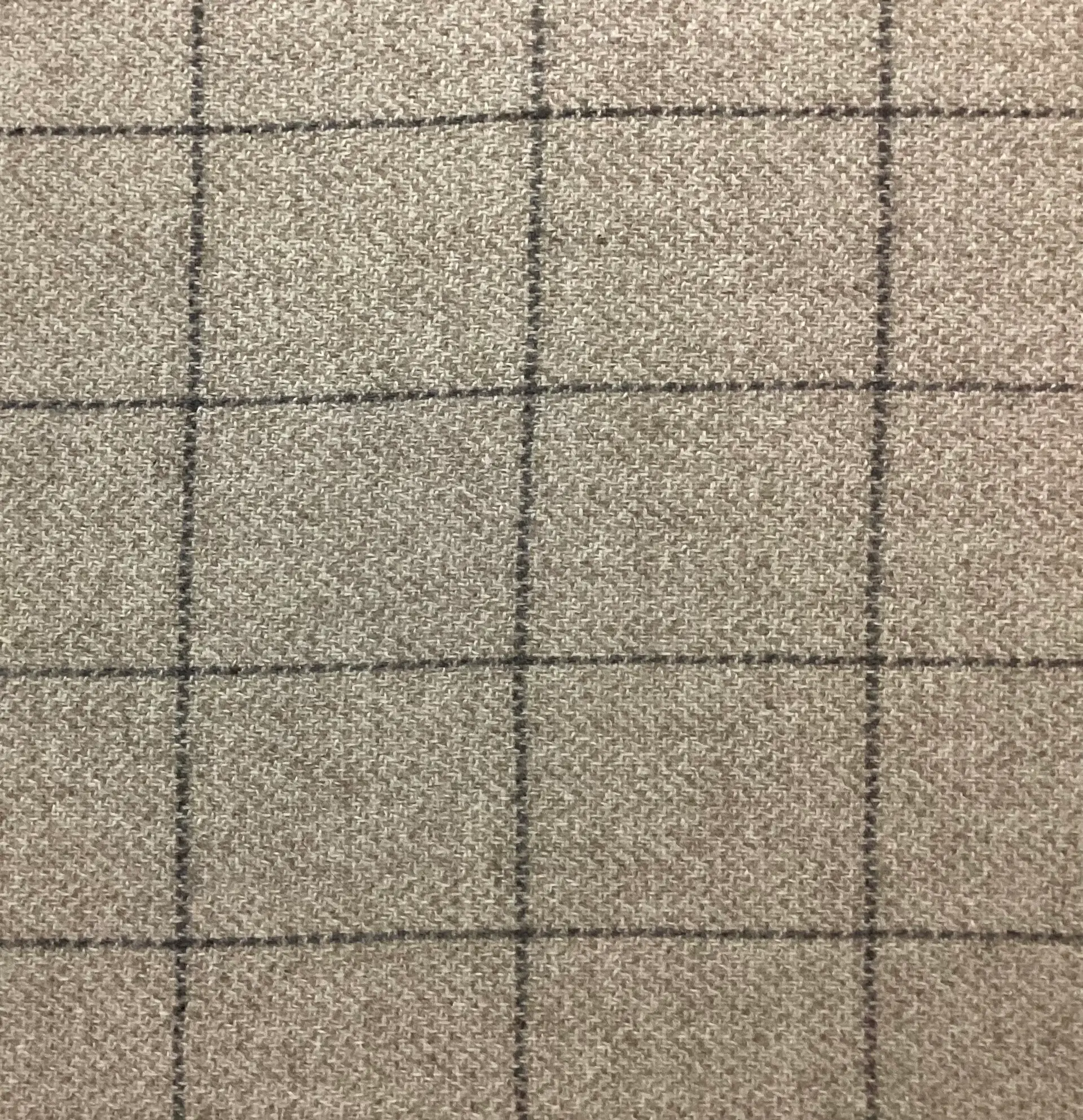 100% Wool Windowpane In Linen & Dark Grey