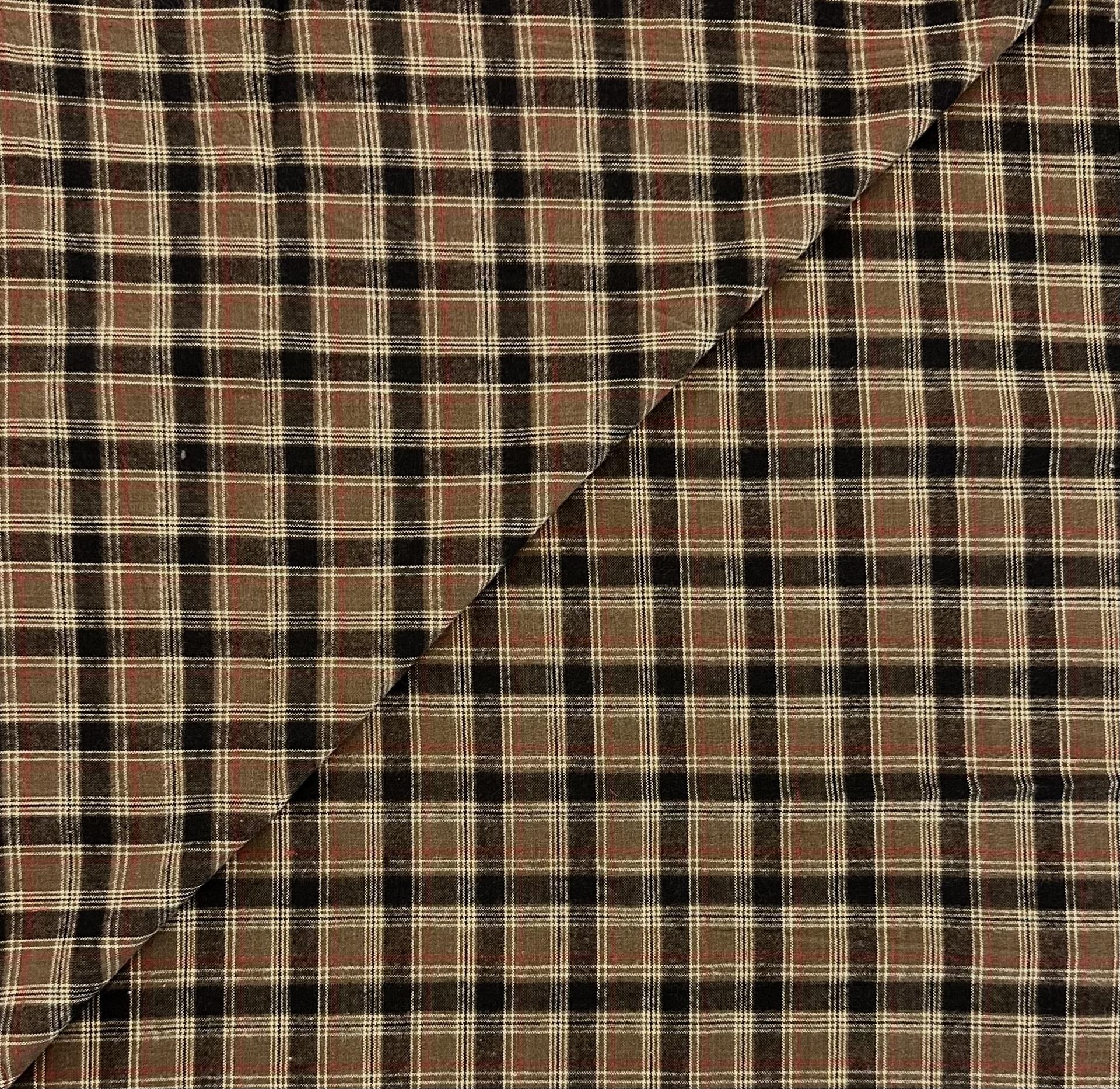 Imported Brushed Cotton Novelty Plaid in Cocoa Crimson Black
