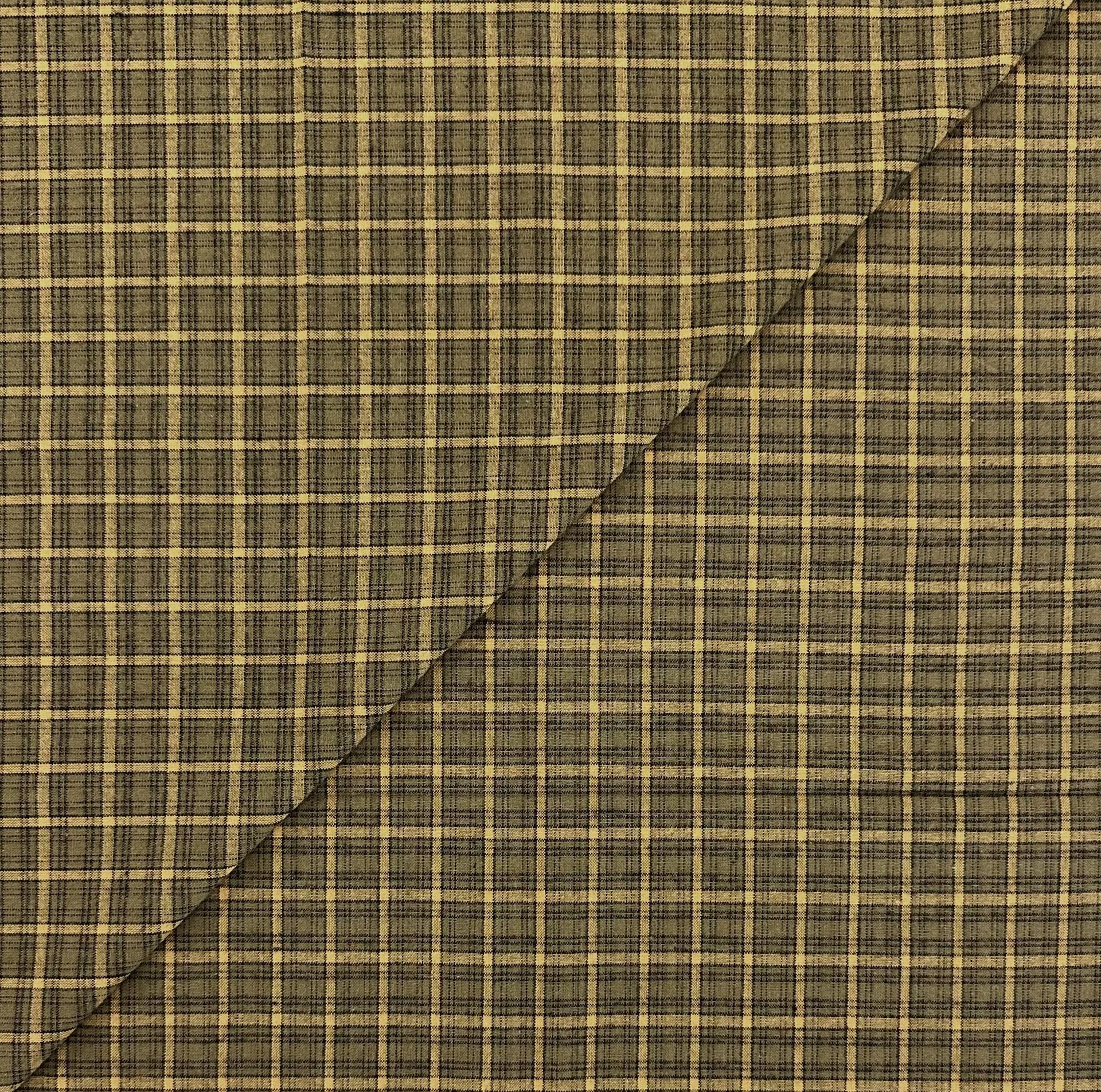 Woven Brushed Cotton Novelty Plaid in Antique Gold Moss Green
