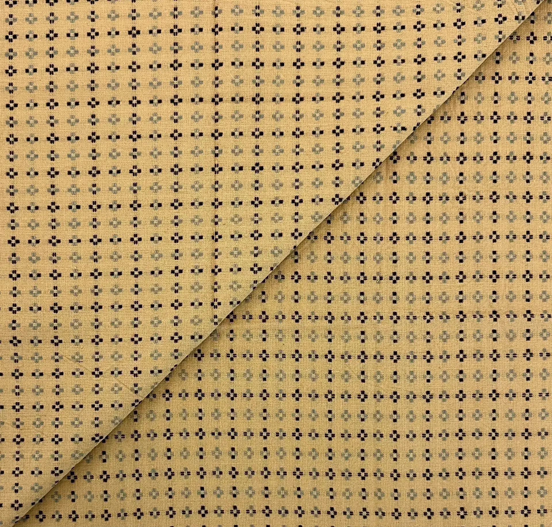Woven Cotton Novelty Plaid in Wheat Powder Blue Black