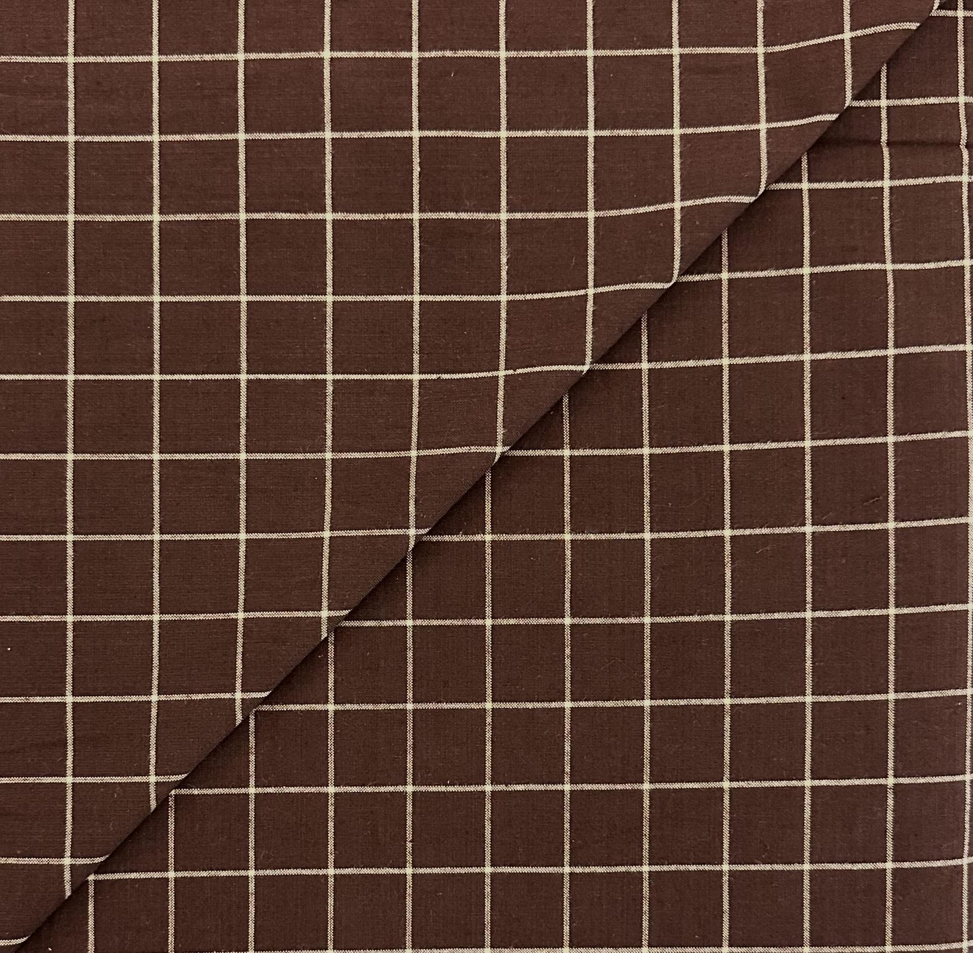 Brushed Cotton Novelty Windowpane in Vanilla Chocolate