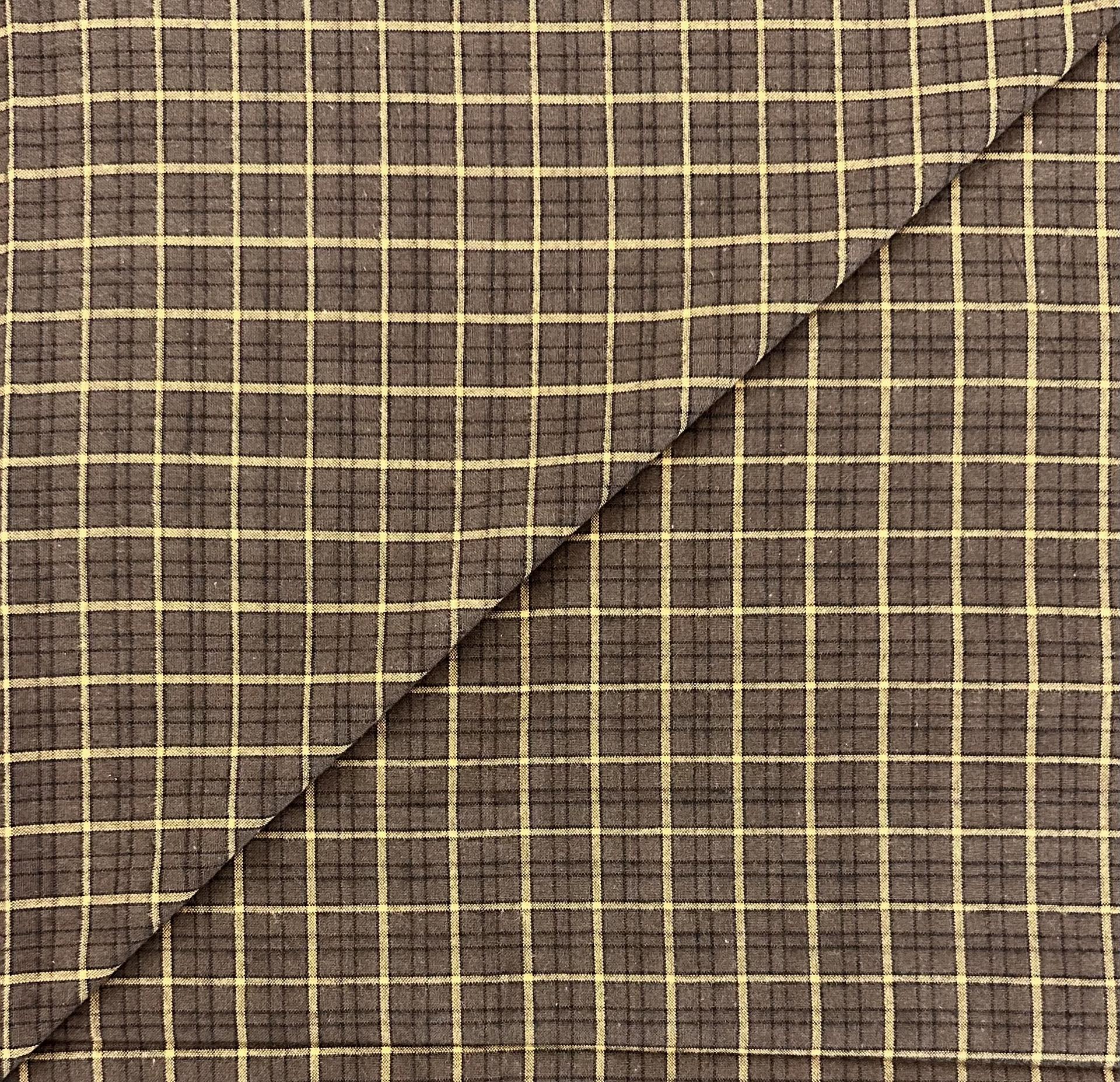 Brushed Cotton Novelty Plaid in Yellow Cocoa Brown