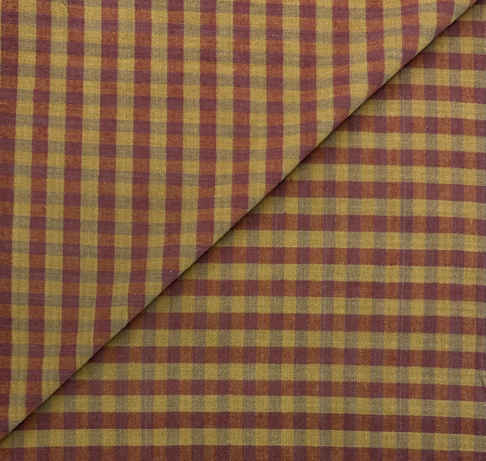Brushed Cotton Novelty Plaid in Dark Mustard Wine