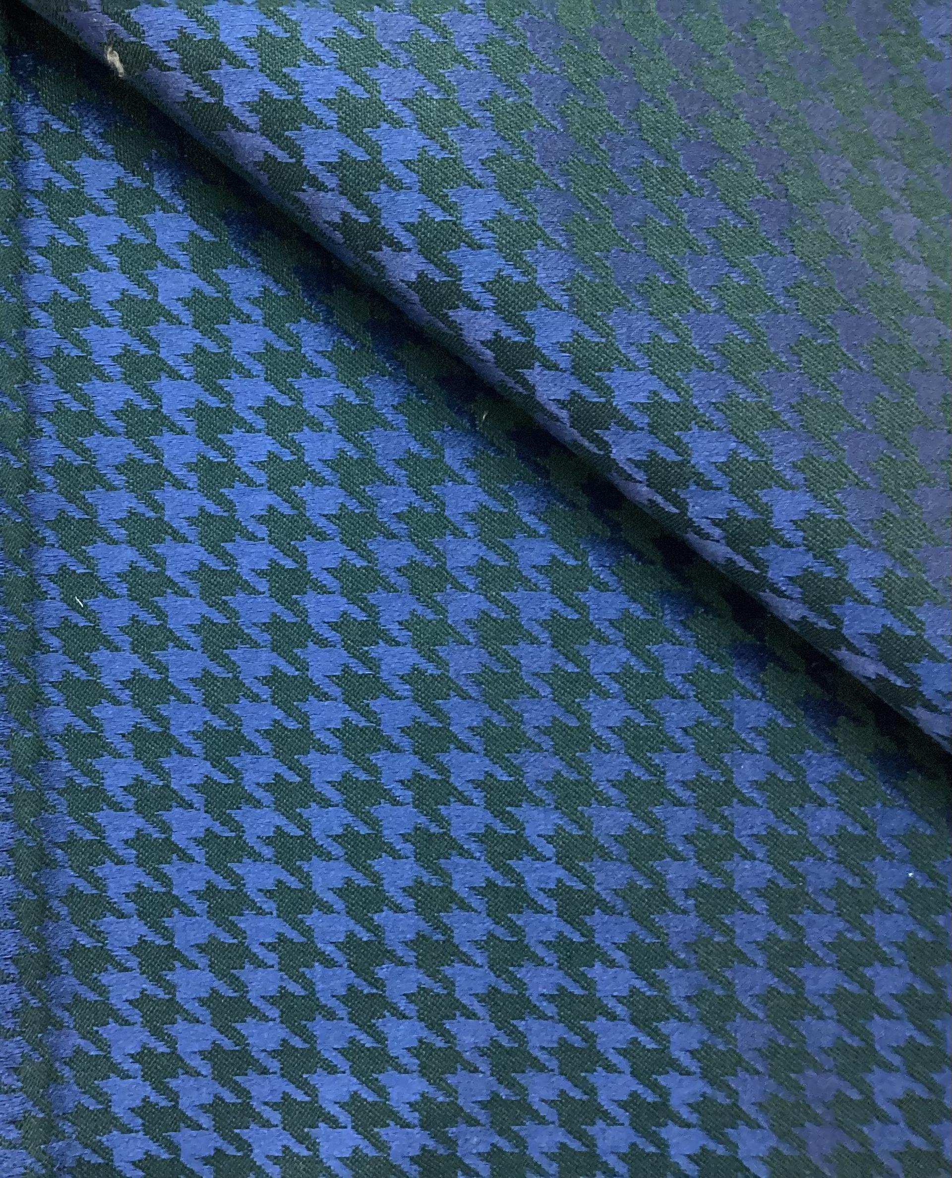 Silk & Wool Jacquard Houndstooth Pattern In Lake