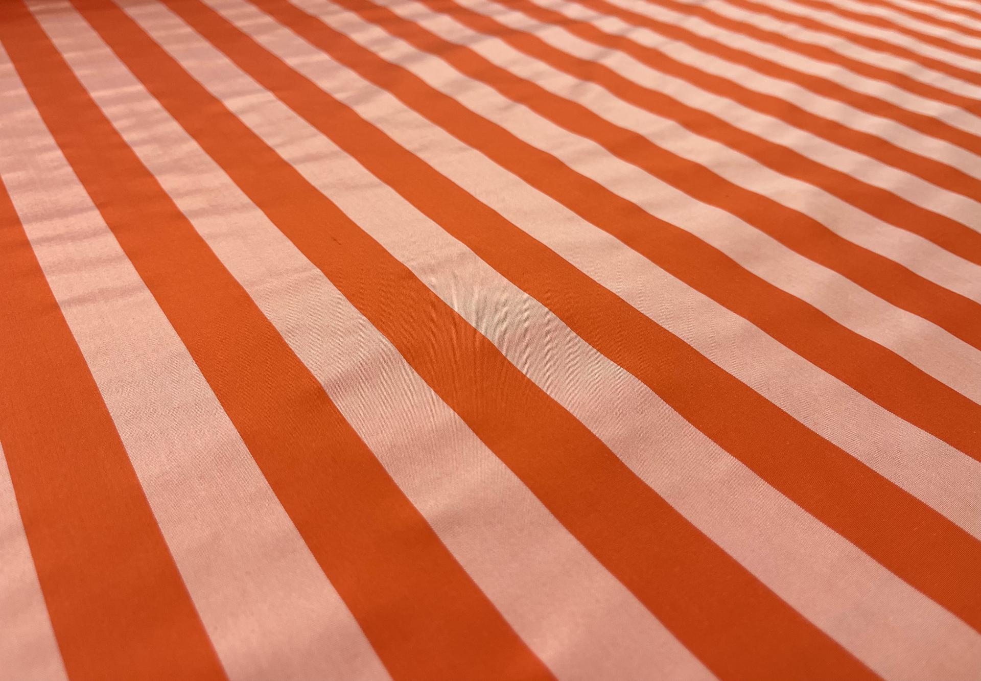 100% Silk Doupioni Stripes 1" in Peach and Orange