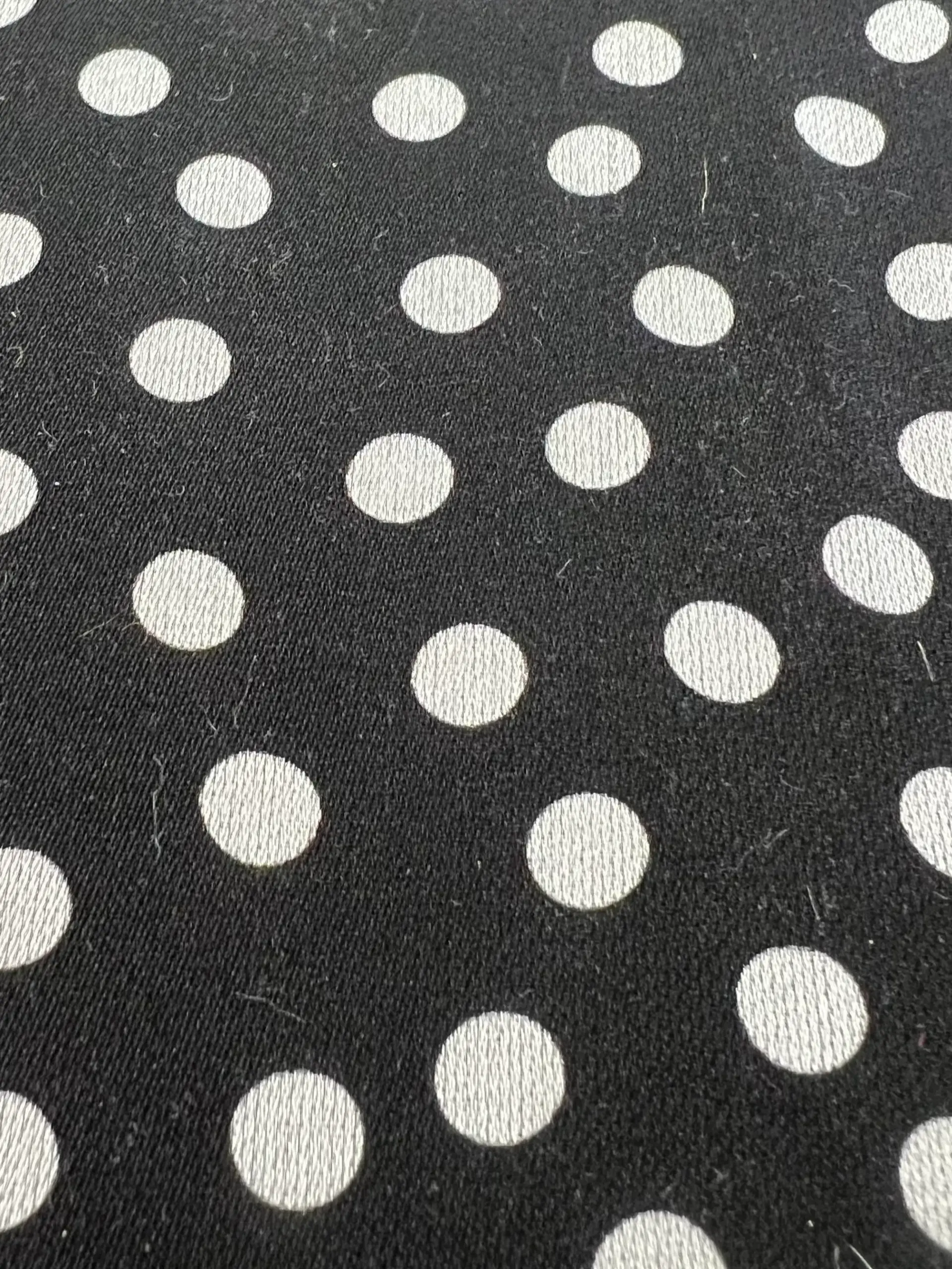 Silk Satin Chiffon Print "Aspirin Dot" in Black & White
