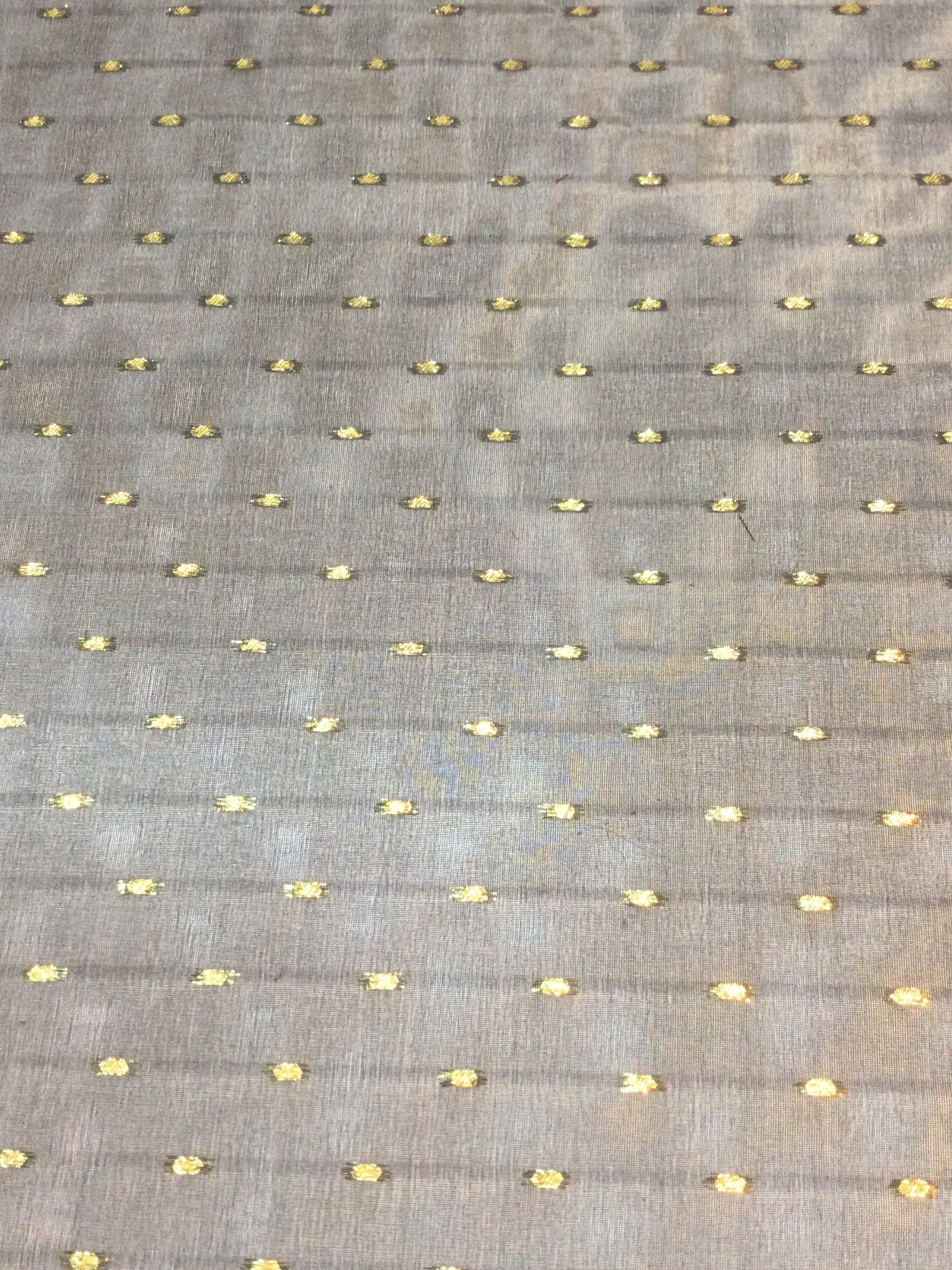 Silk Chiffon with Woven Lurex Dots in Black and Gold