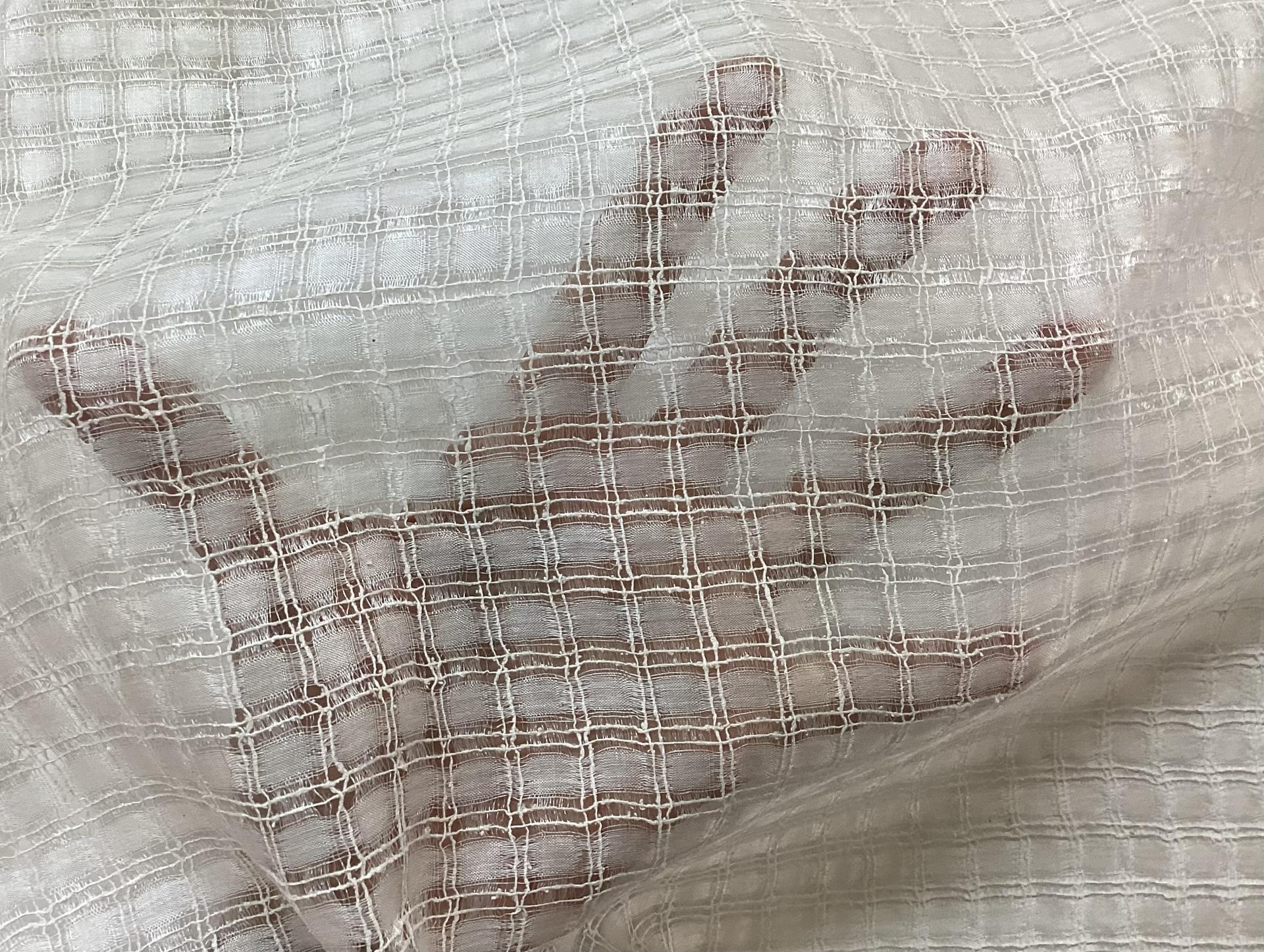 100% Silk Novelty Checkerboard Pattern In Eggshell 