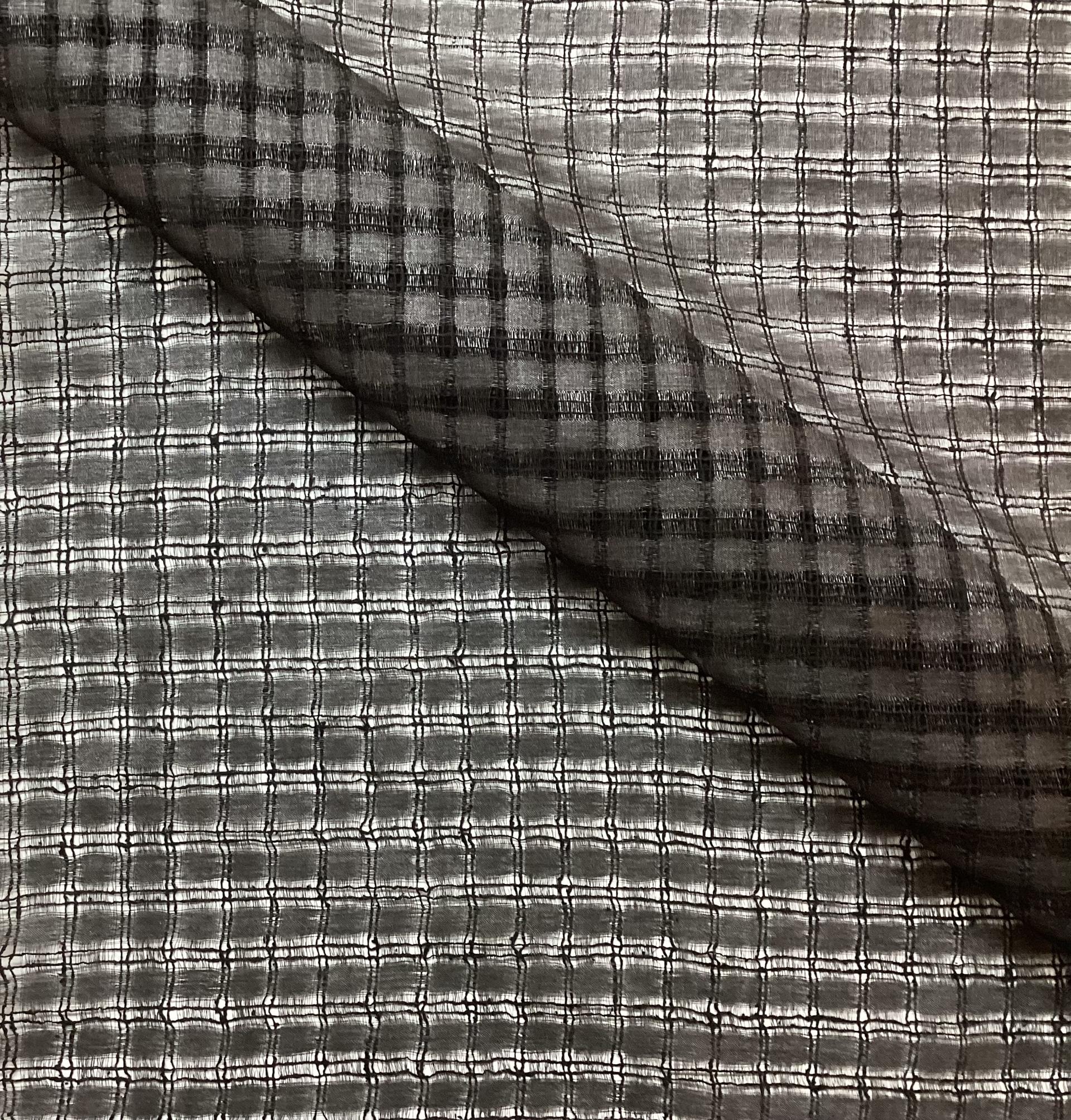 100% Silk Novelty Checkerboard Pattern In Black
