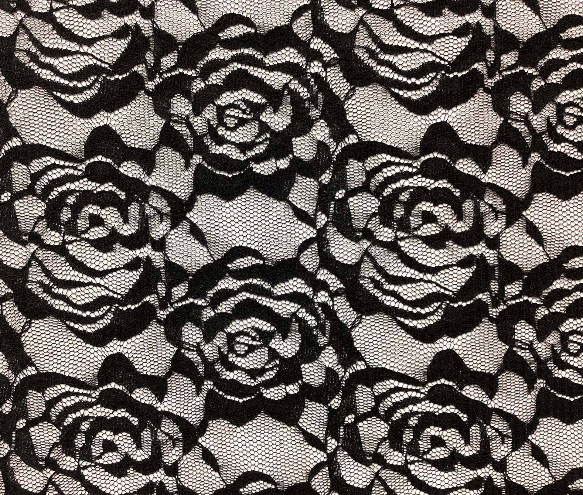Polyester Domestic Chantilly Lace In Ebony 