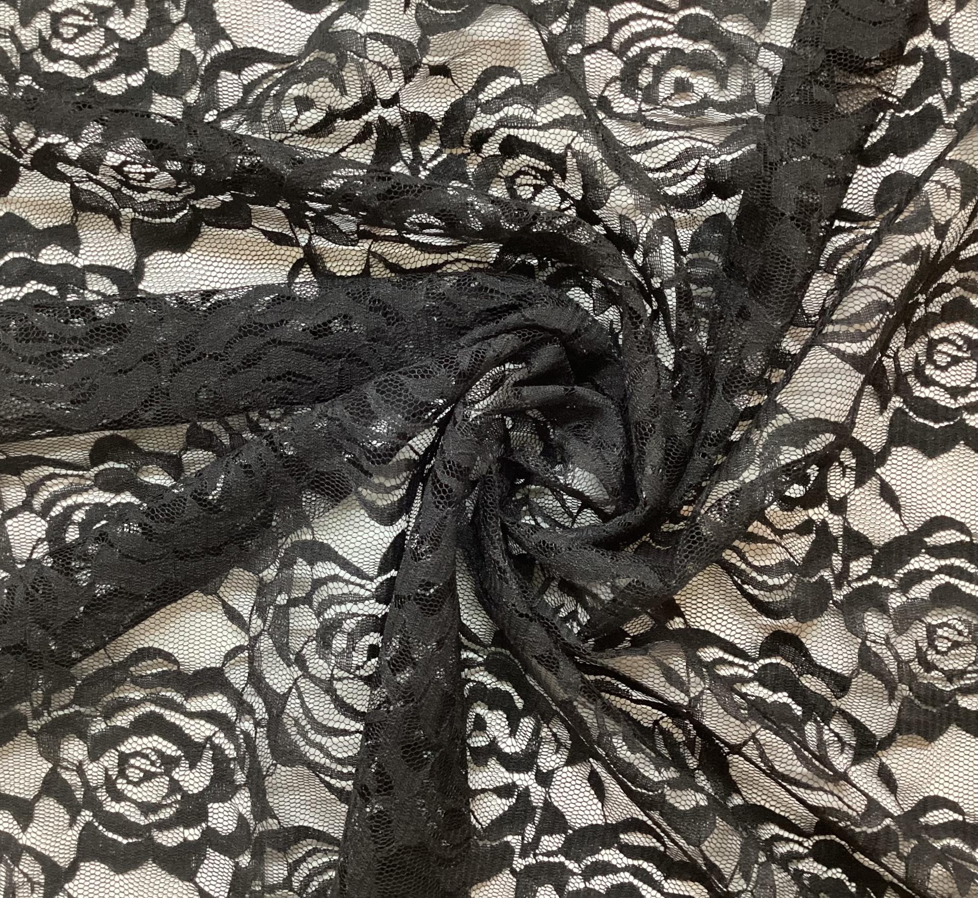 Polyester Domestic Chantilly Lace In Ebony 