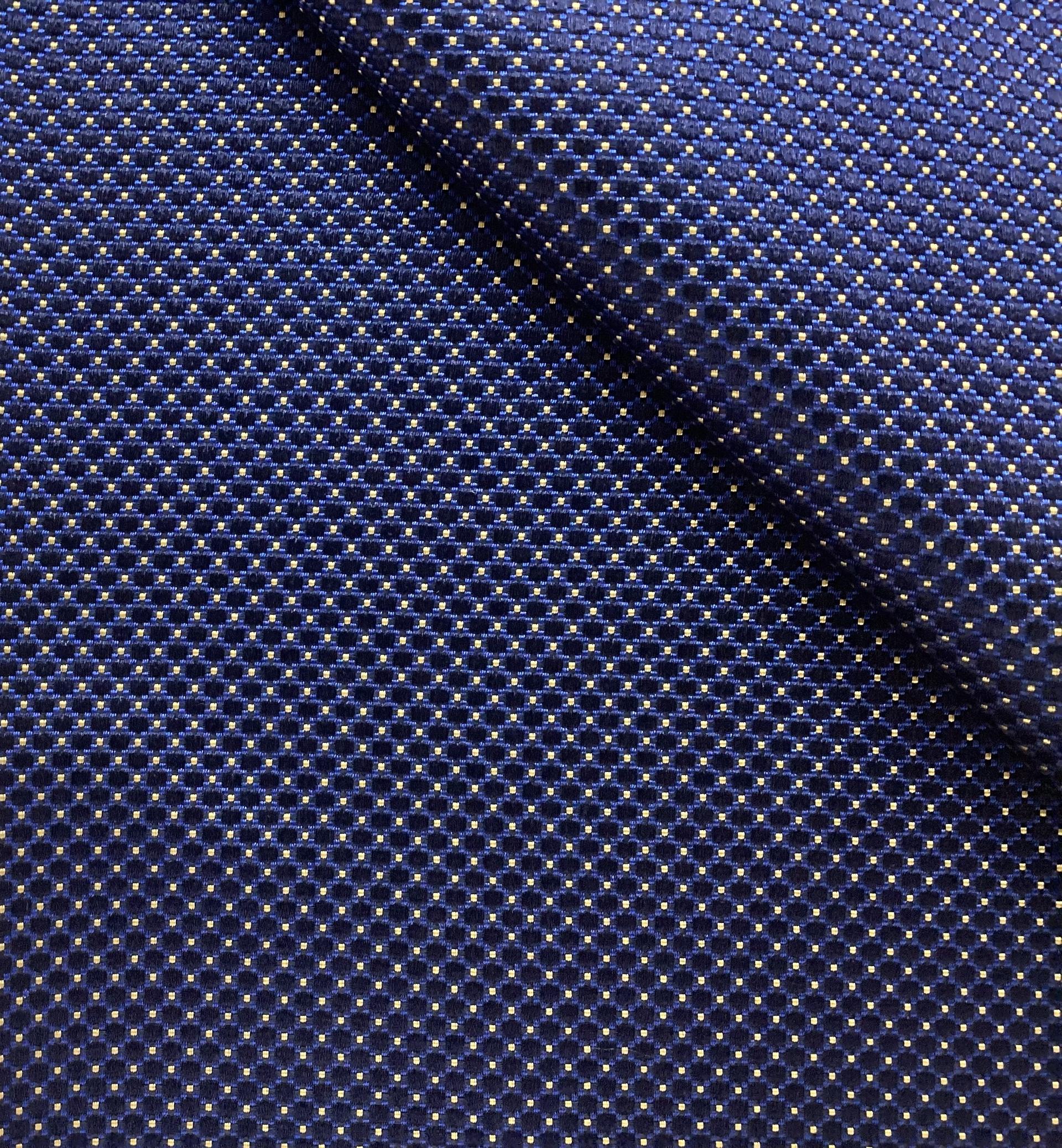 Tie Silk Brocade In Yellow Pin Dots On Royal 