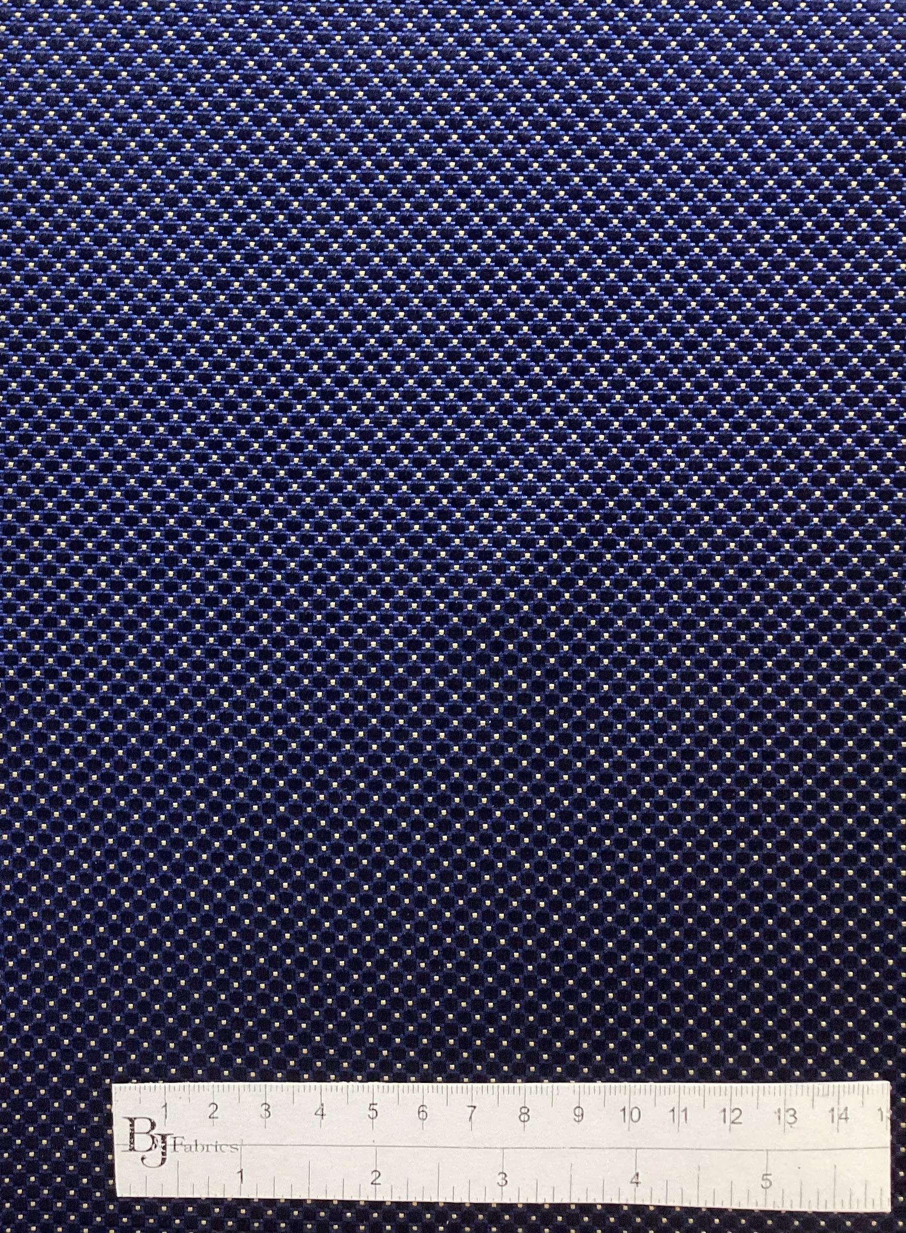 Tie Silk Brocade In Yellow Pin Dots On Royal 