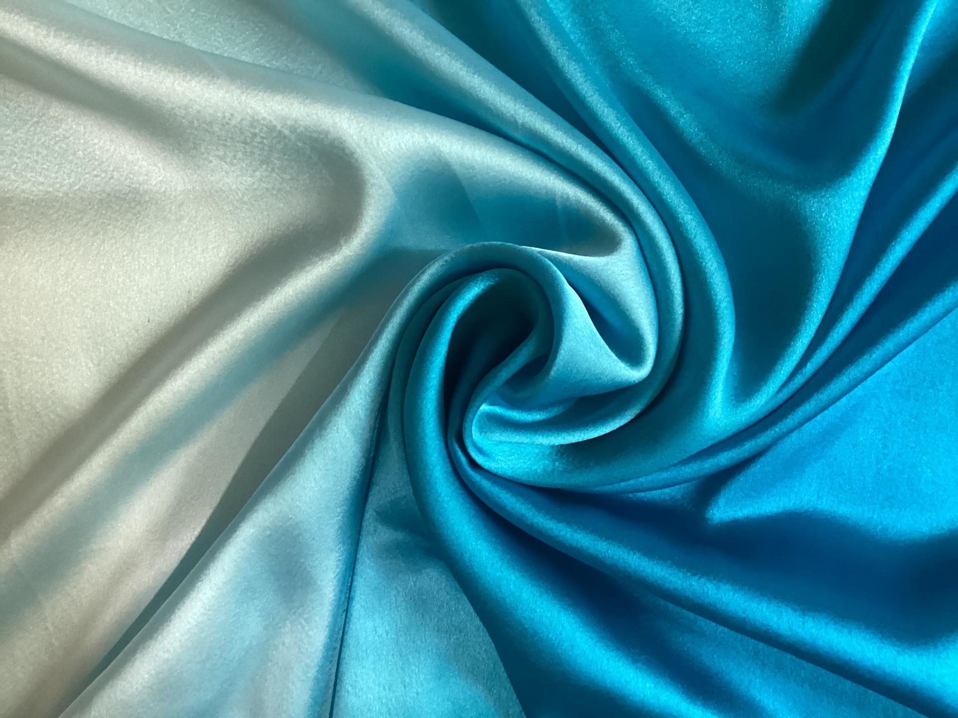 Ombre Polyester Charmeuse in Ocean