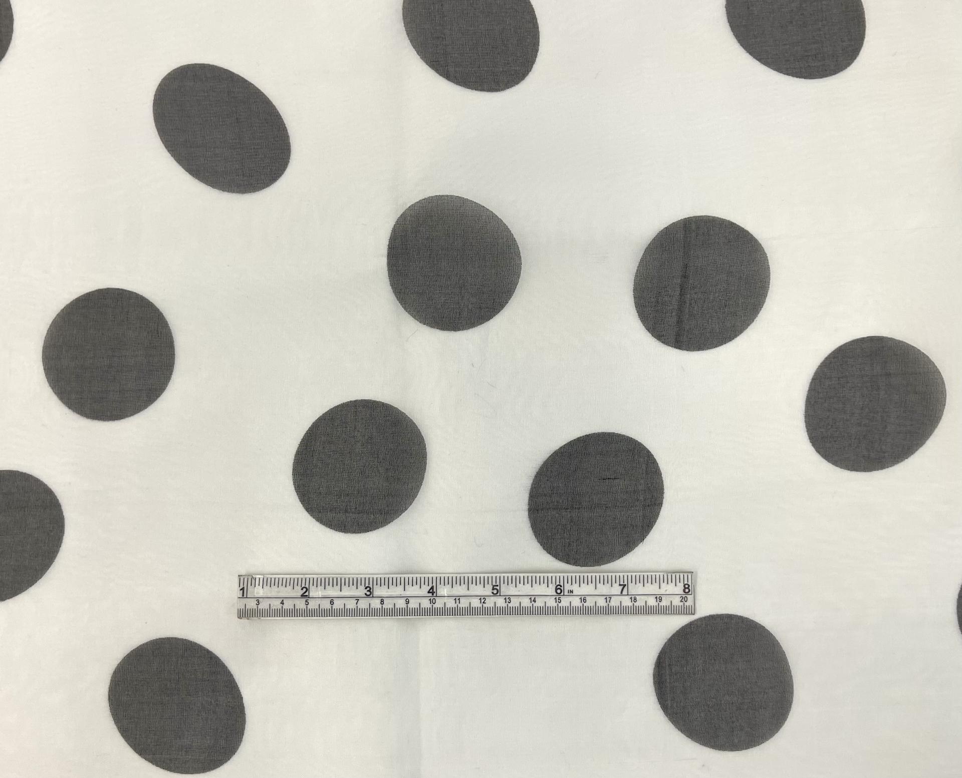 Pure Silk Organza with 2" Dot Black on White