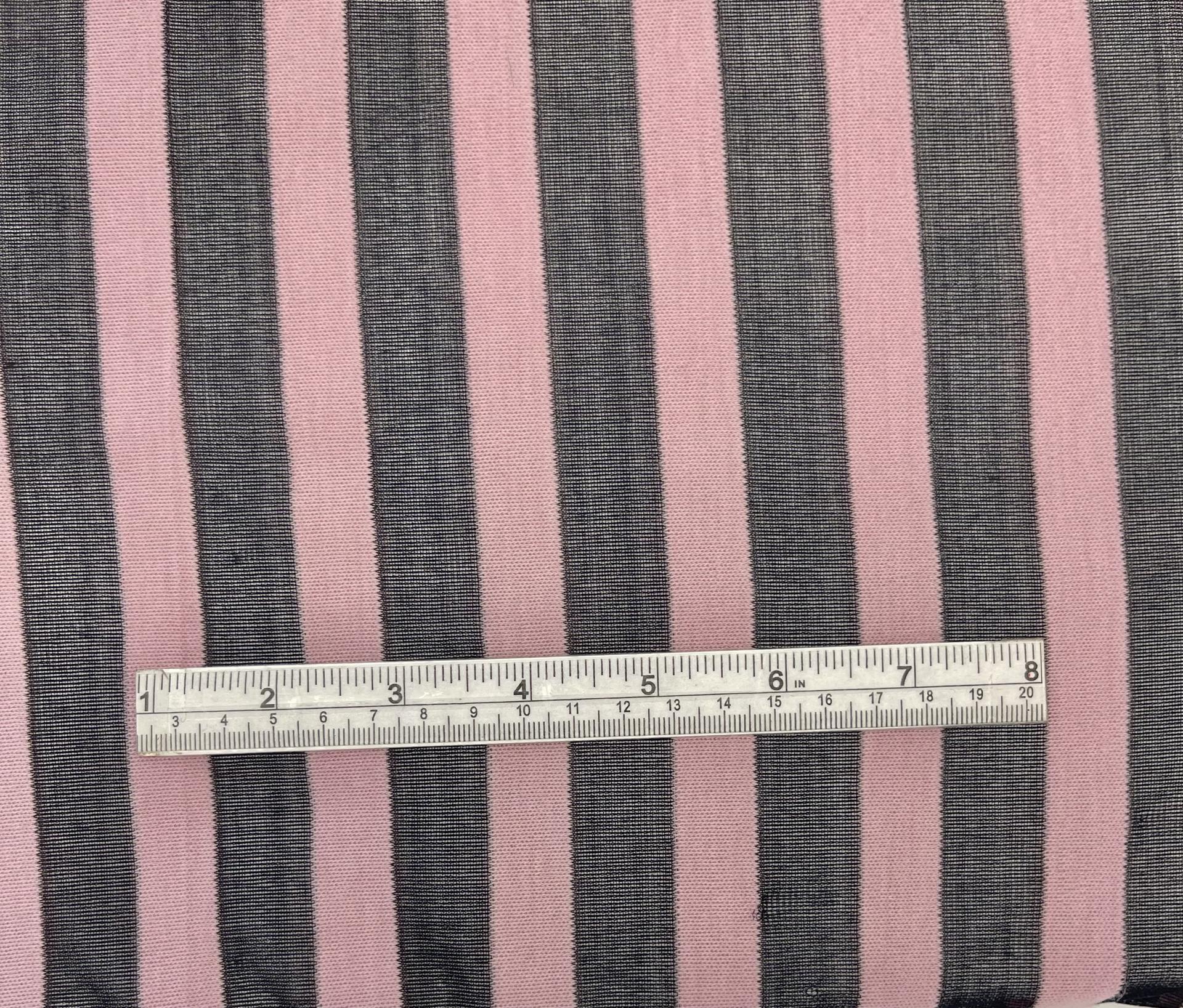 Wool Knit Stripes 1/2" in Black and Rose Pink