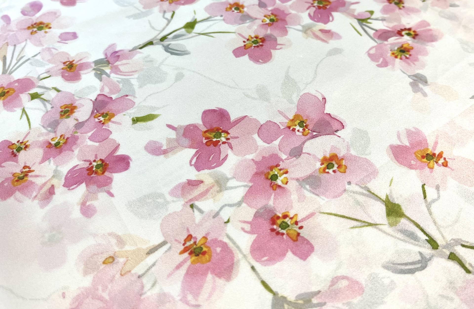 100% Silk Charmeuse Floral Print Fabric in Warehouse