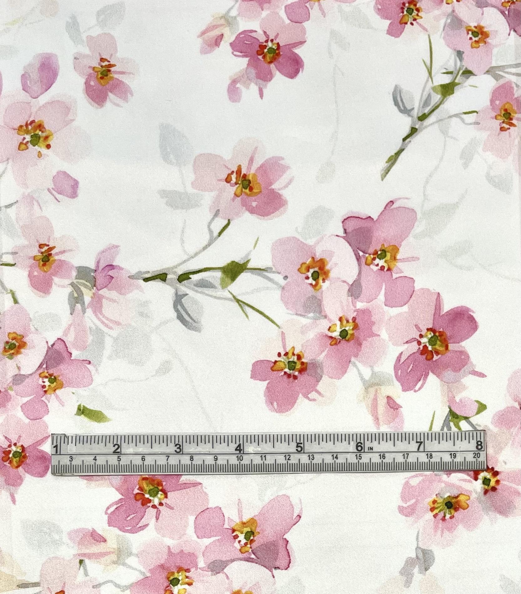 100% Silk Charmeuse Floral Print Fabric in Warehouse