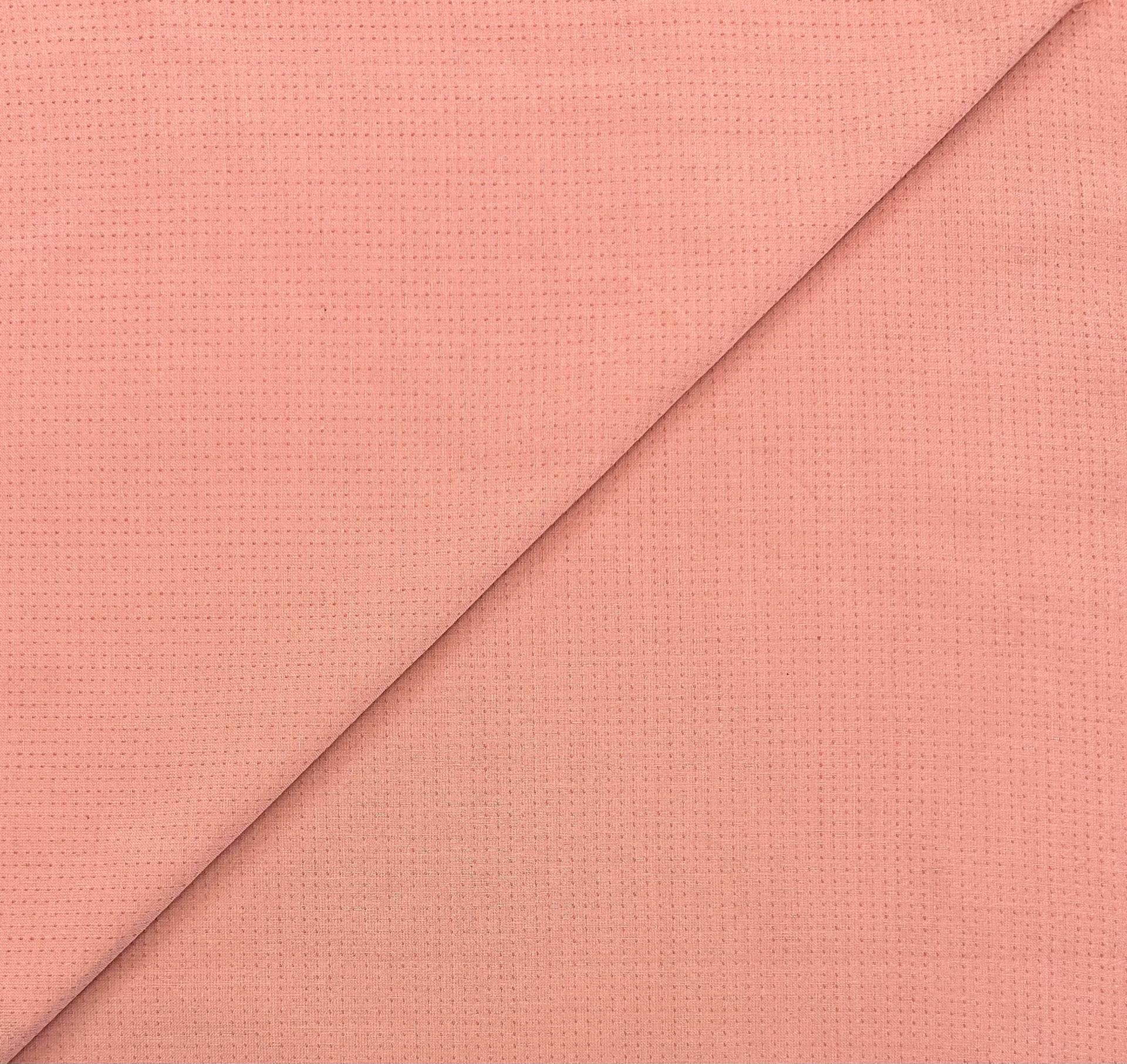Imported Woven Cotton Topstitch Dot in Rose