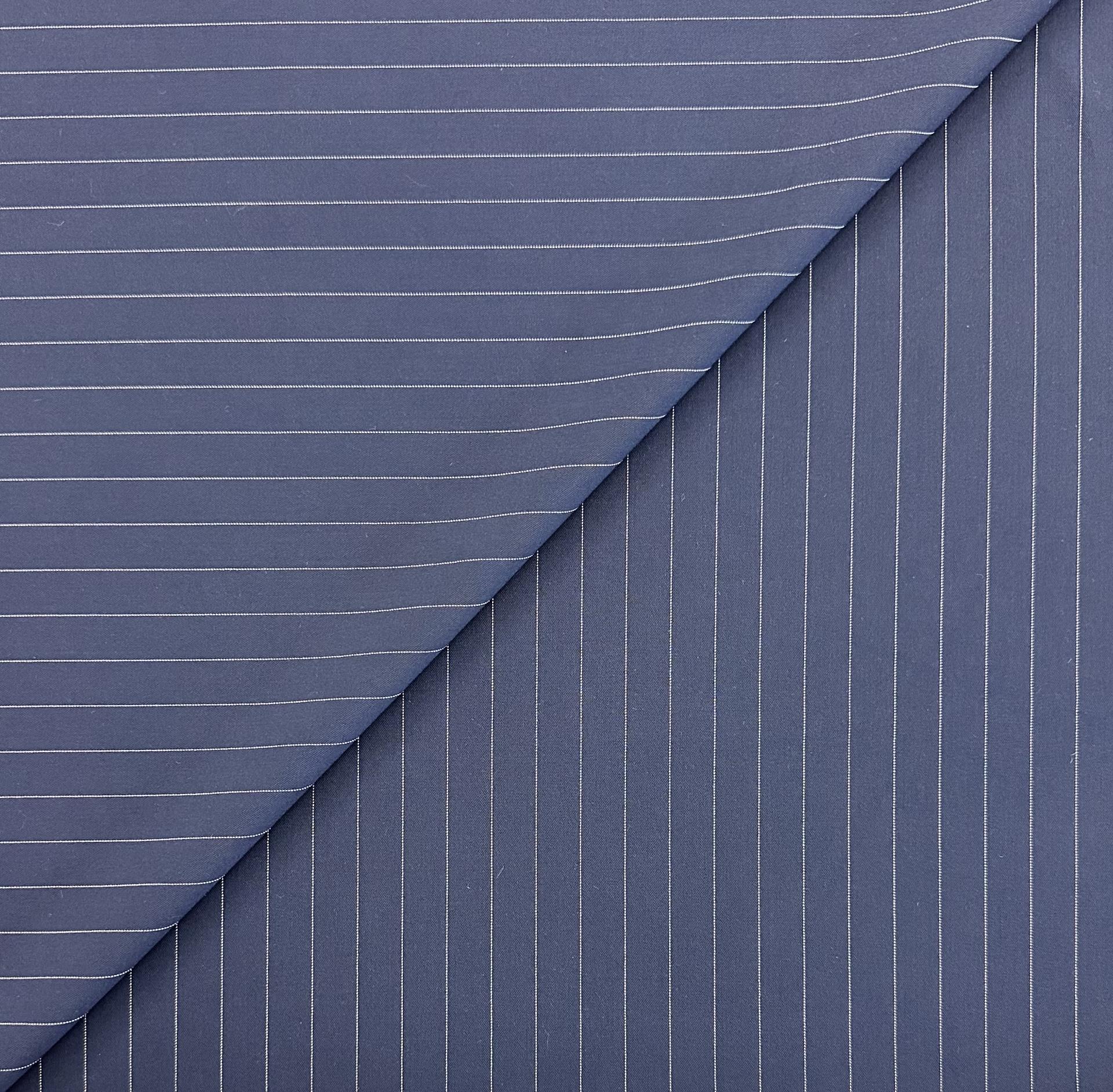 Polyester Rayon Stretch Suiting Stripe in Blue
